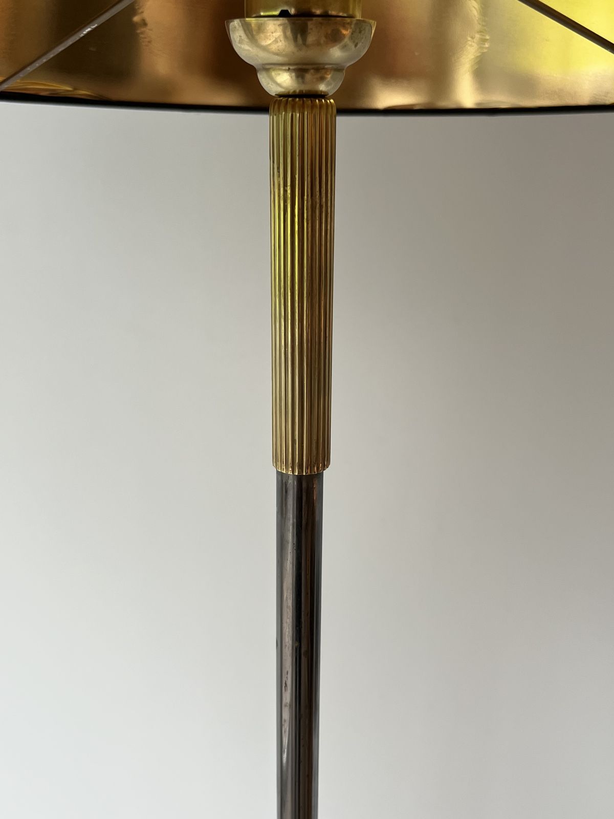 Designer Floor Lamp In Brass And Gunmetal Patina photo 2250.0