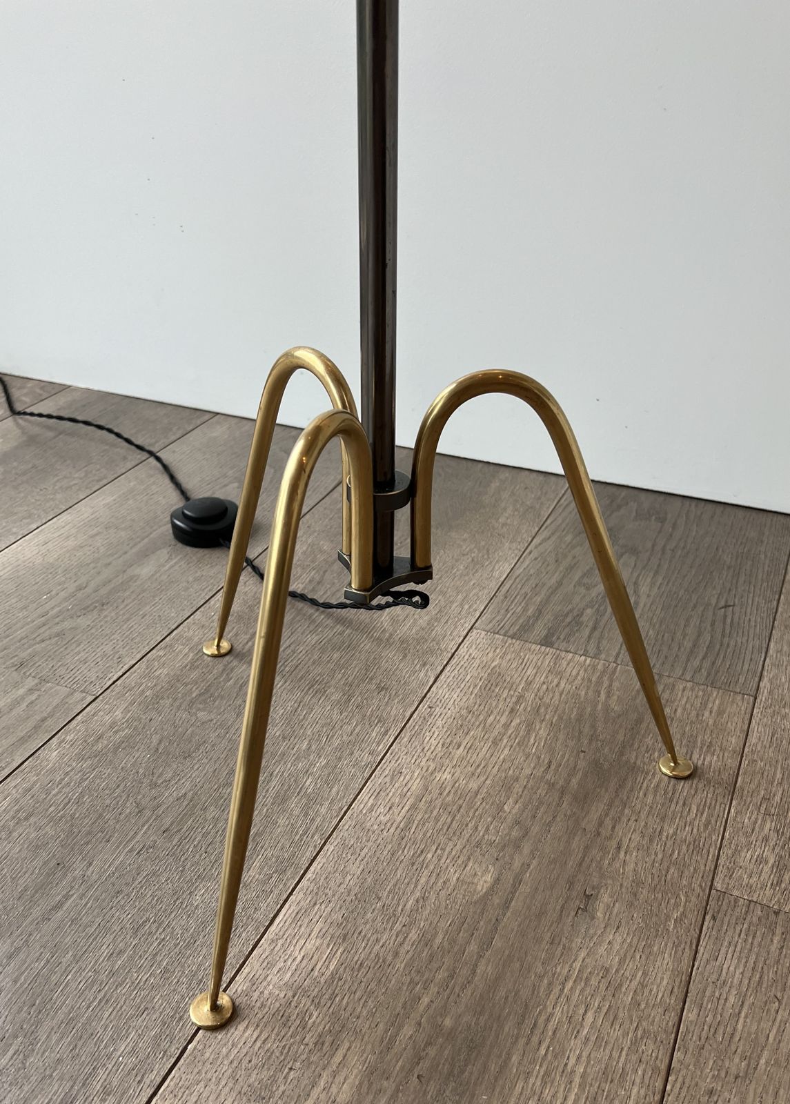 Designer Floor Lamp In Brass And Gunmetal Patina photo buy