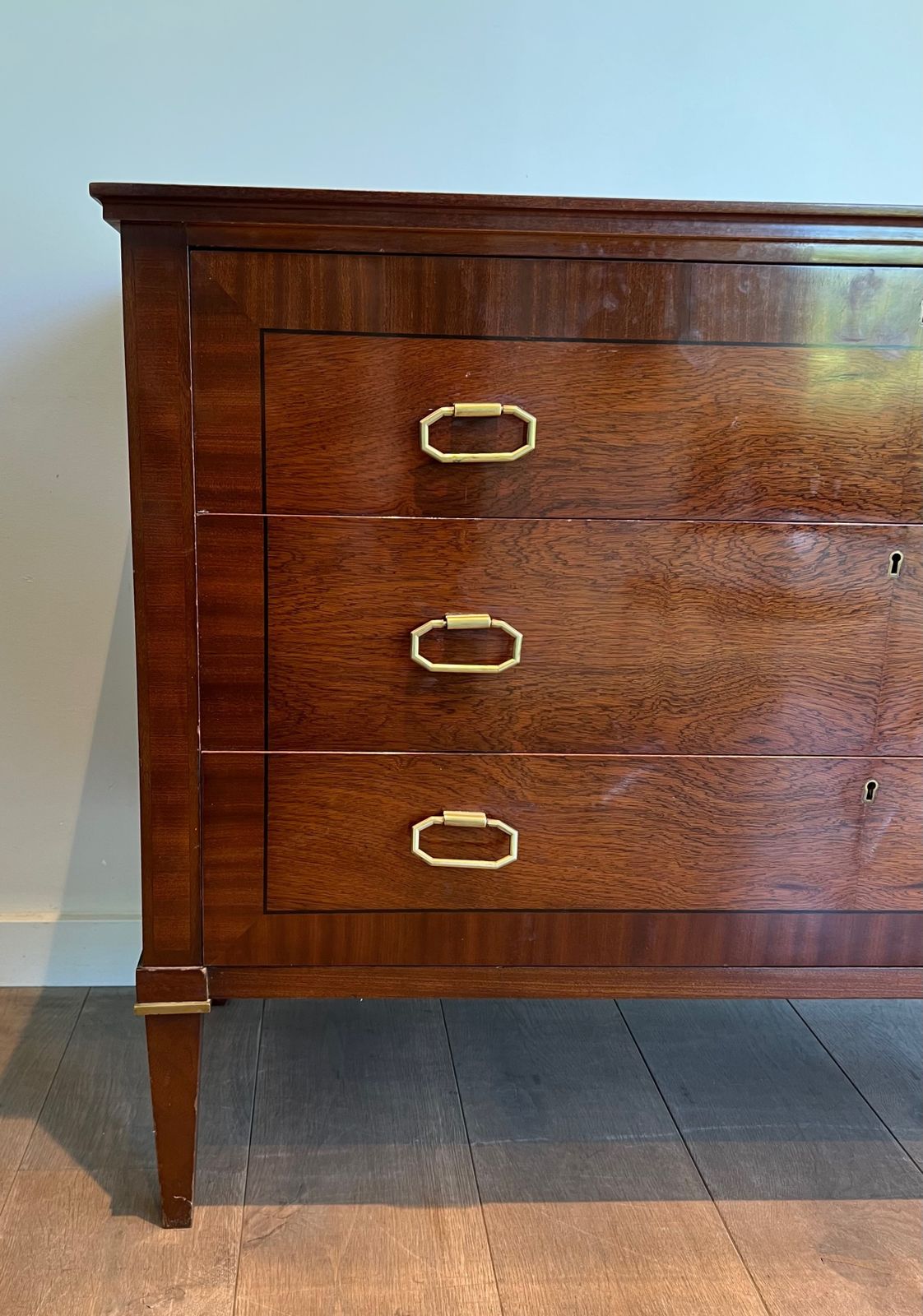 Neoclassical Chest Of Drawers In Mahogany Veneer And Brass By De Coene Frères photo 2450.0