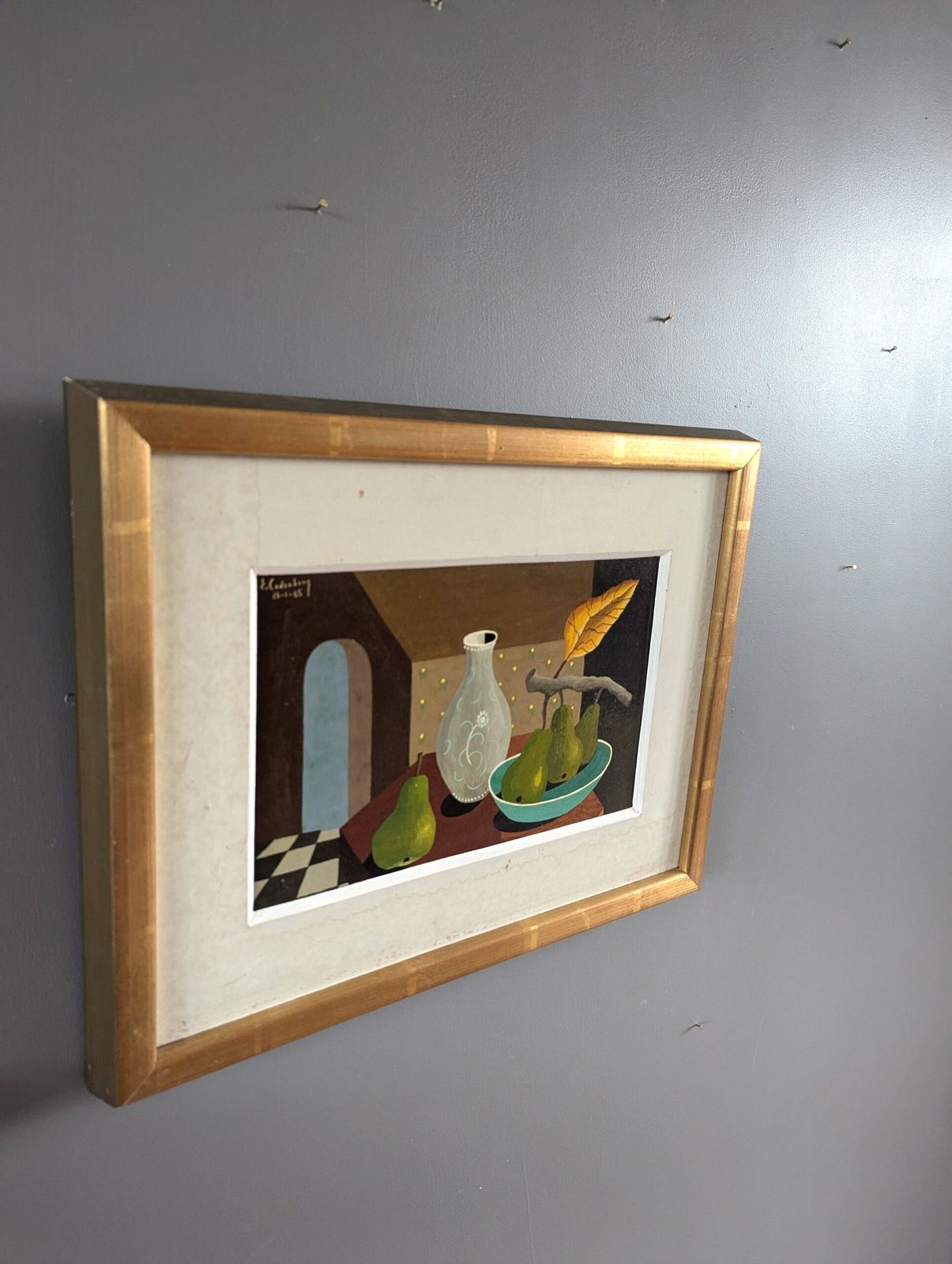 Oil Painting Pears & Glass Vase photo Art
