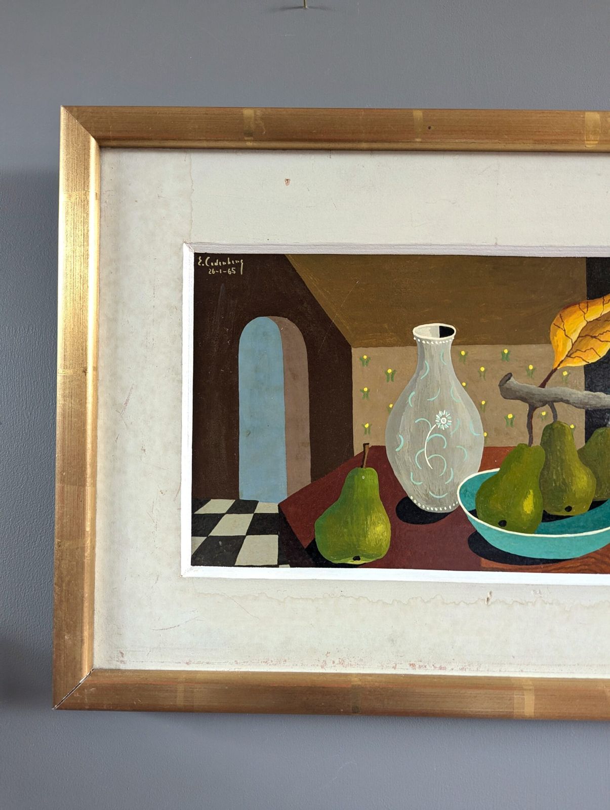 Oil Painting Pears & Glass Vase photo vinterior