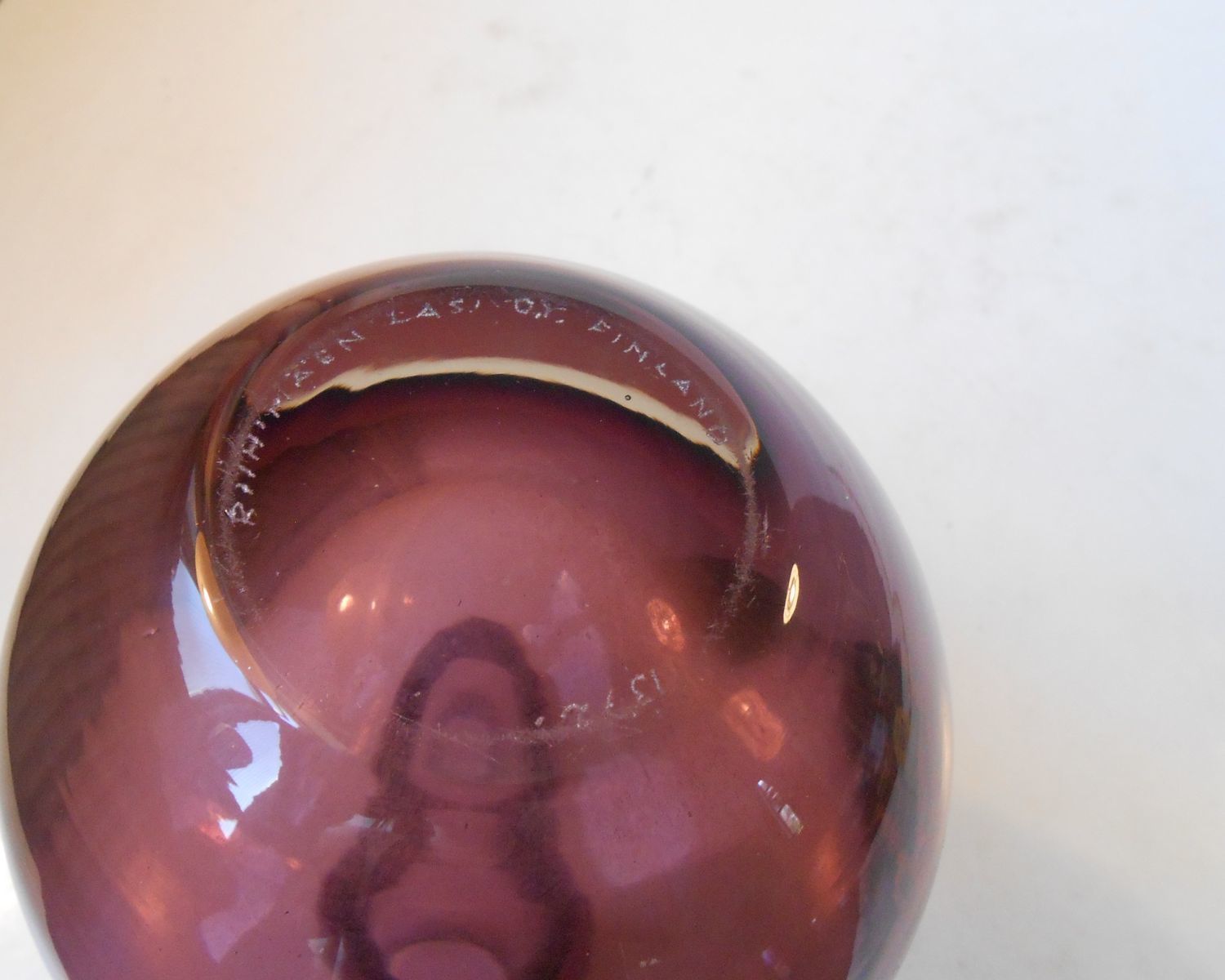 Purple Spherical Glass Vase By Nanny Still For Riihimäen Laso Oy, 1950s photo Home Decor