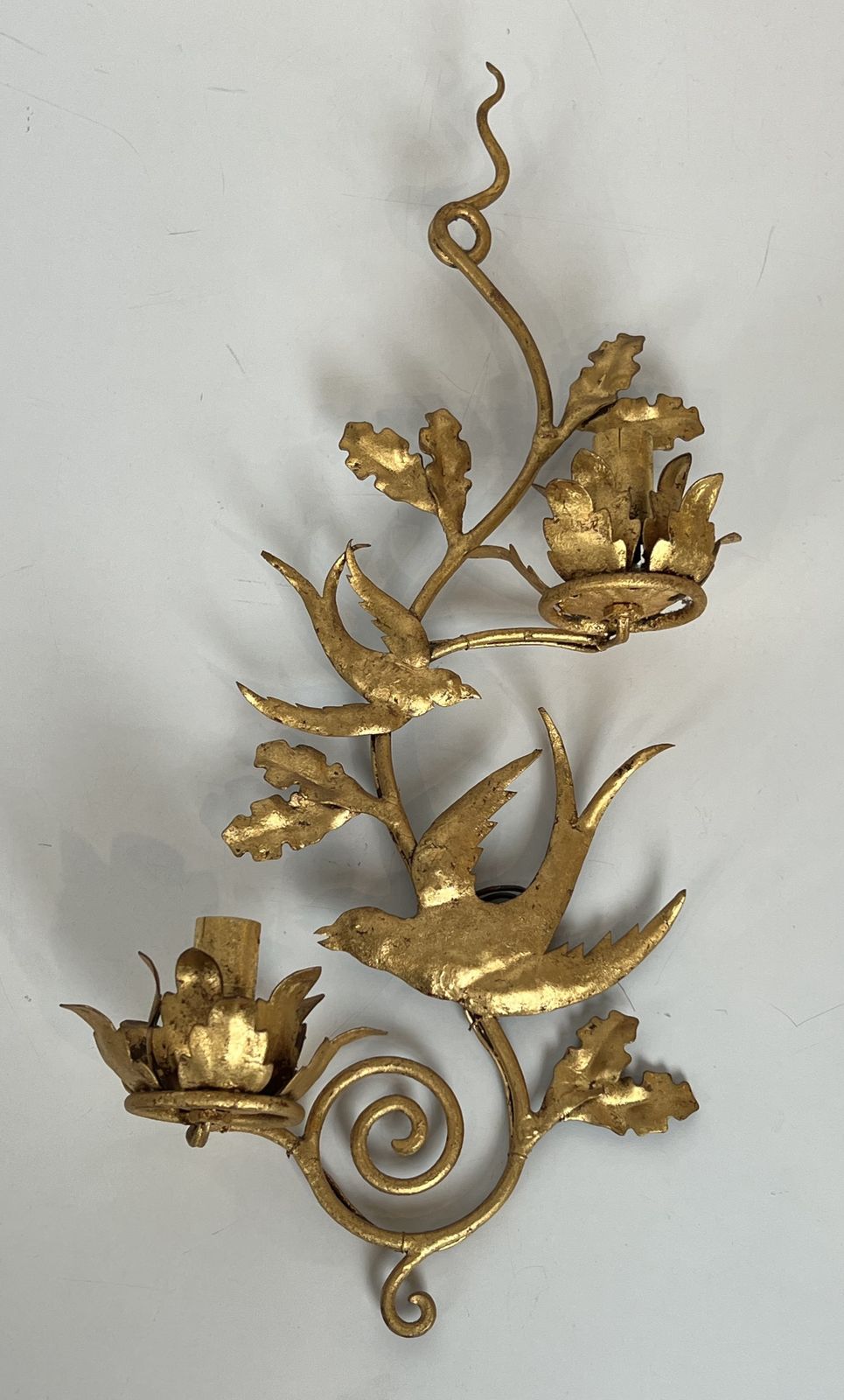 Pair Of Bird Wall Lights In Gilded Metal In The Style Of Maison Baguès photo furniture