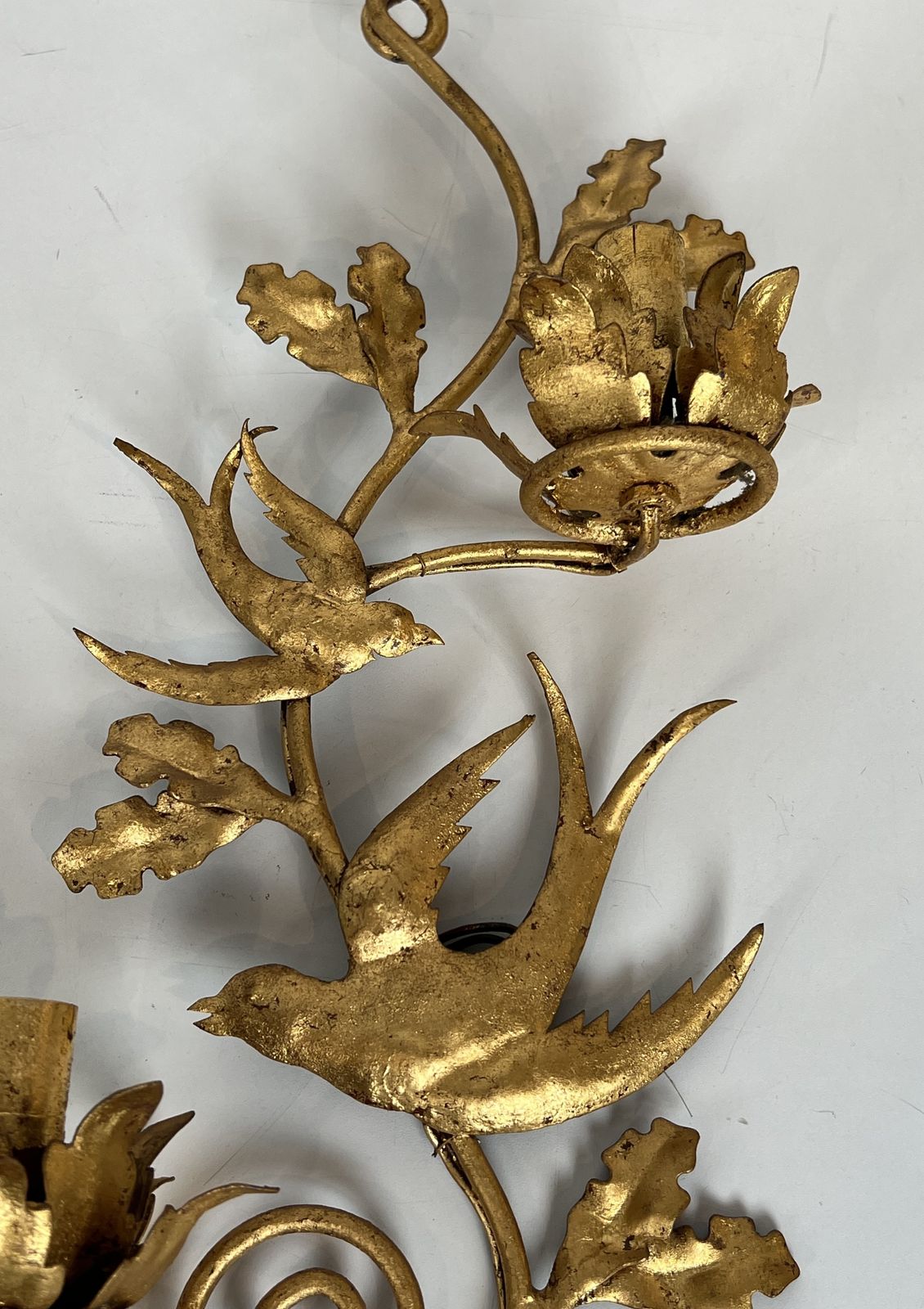 Pair Of Bird Wall Lights In Gilded Metal In The Style Of Maison Baguès photo 1950.0
