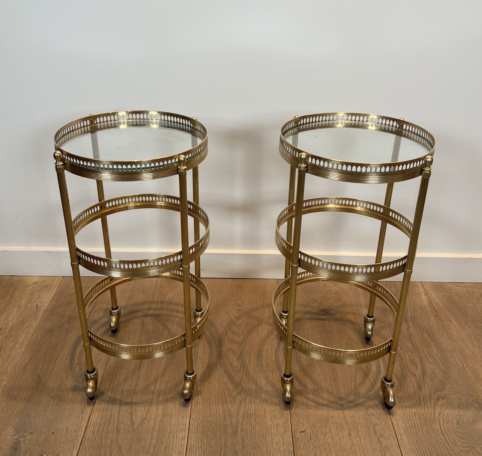 Pair Of Round Rolling Tables With Removable Top Trays From Maison Jansen photo furniture