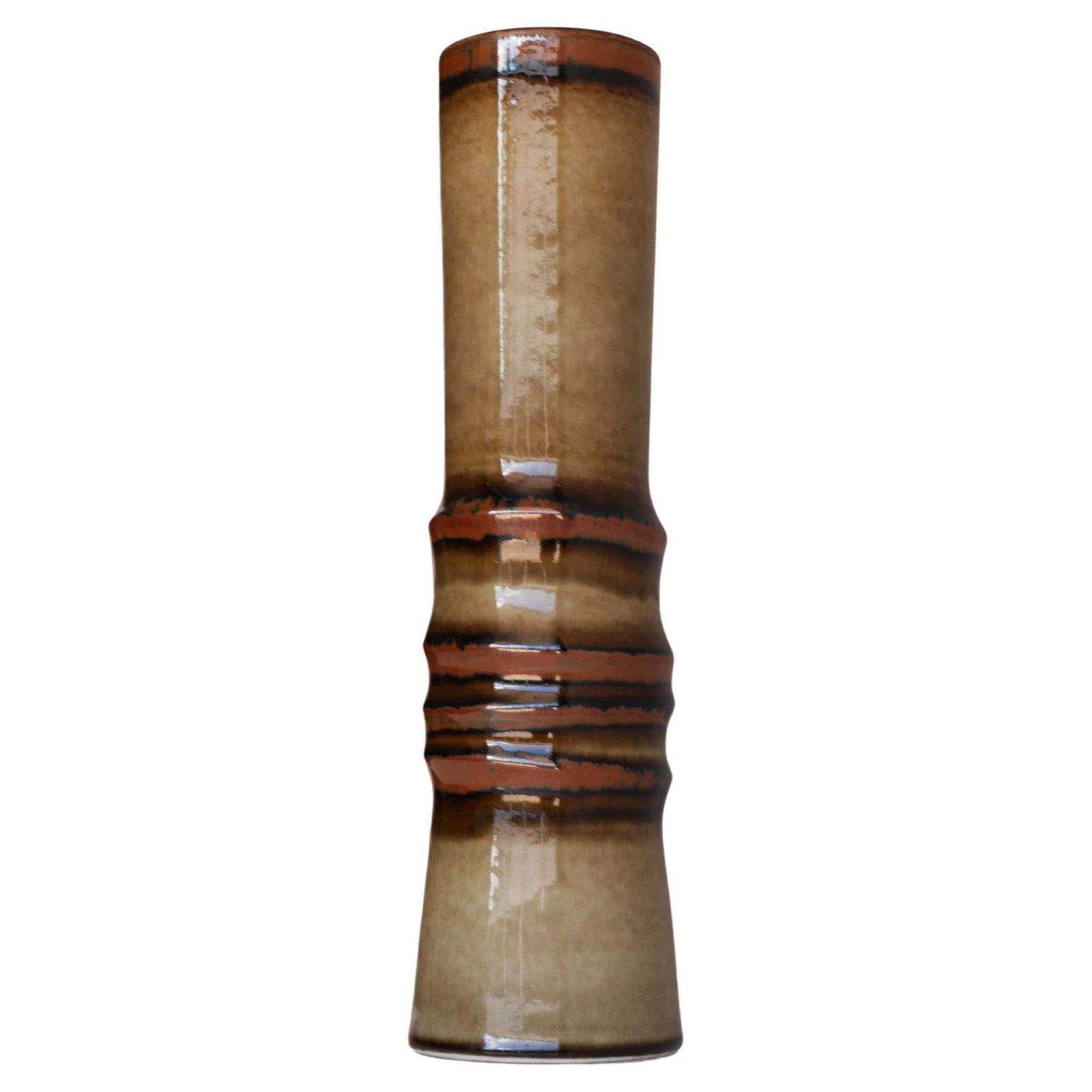 A Very Large Mid Century Modern Pottery Vase, "Bamboo", By Alberius, Sweden