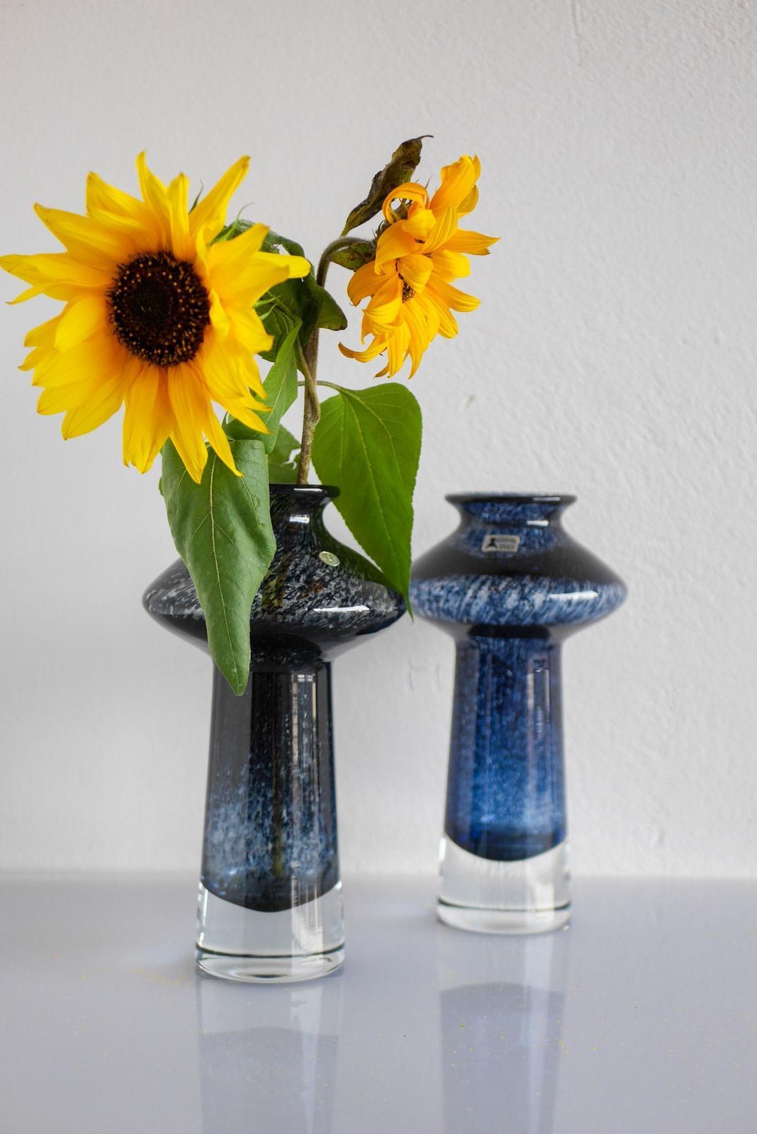 A Pair Of Blue Glass Vases Known As "Oxid" By Bo Borgström For åseda, Sweden photo furniture