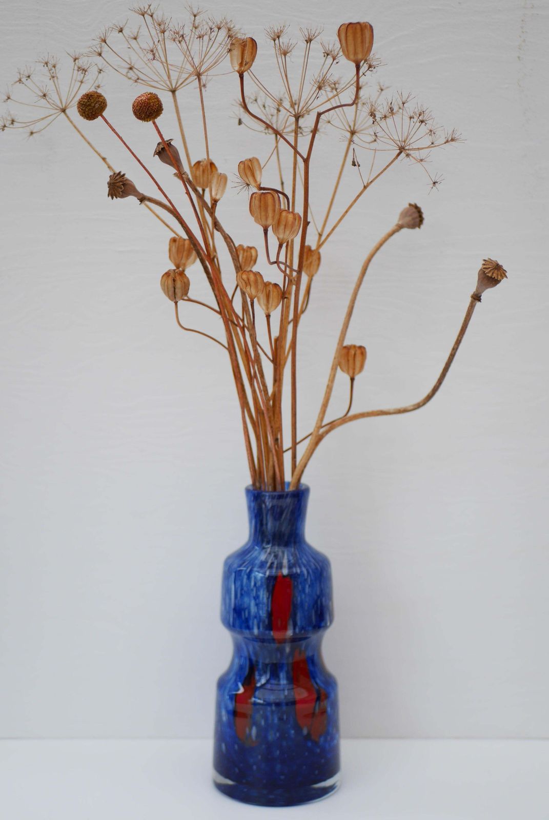 photo for sale Blue Glass Art Vase From 'Prachen' Glass Works