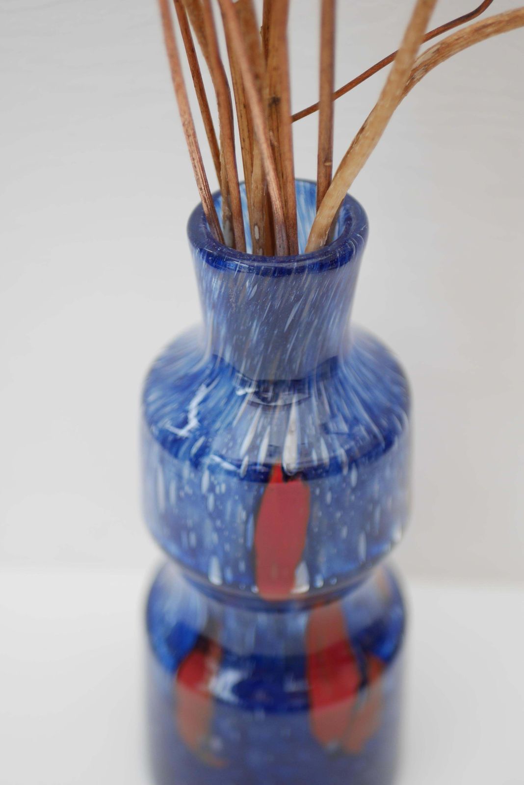 276.0 Blue Glass Art Vase From 'Prachen' Glass Works photo
