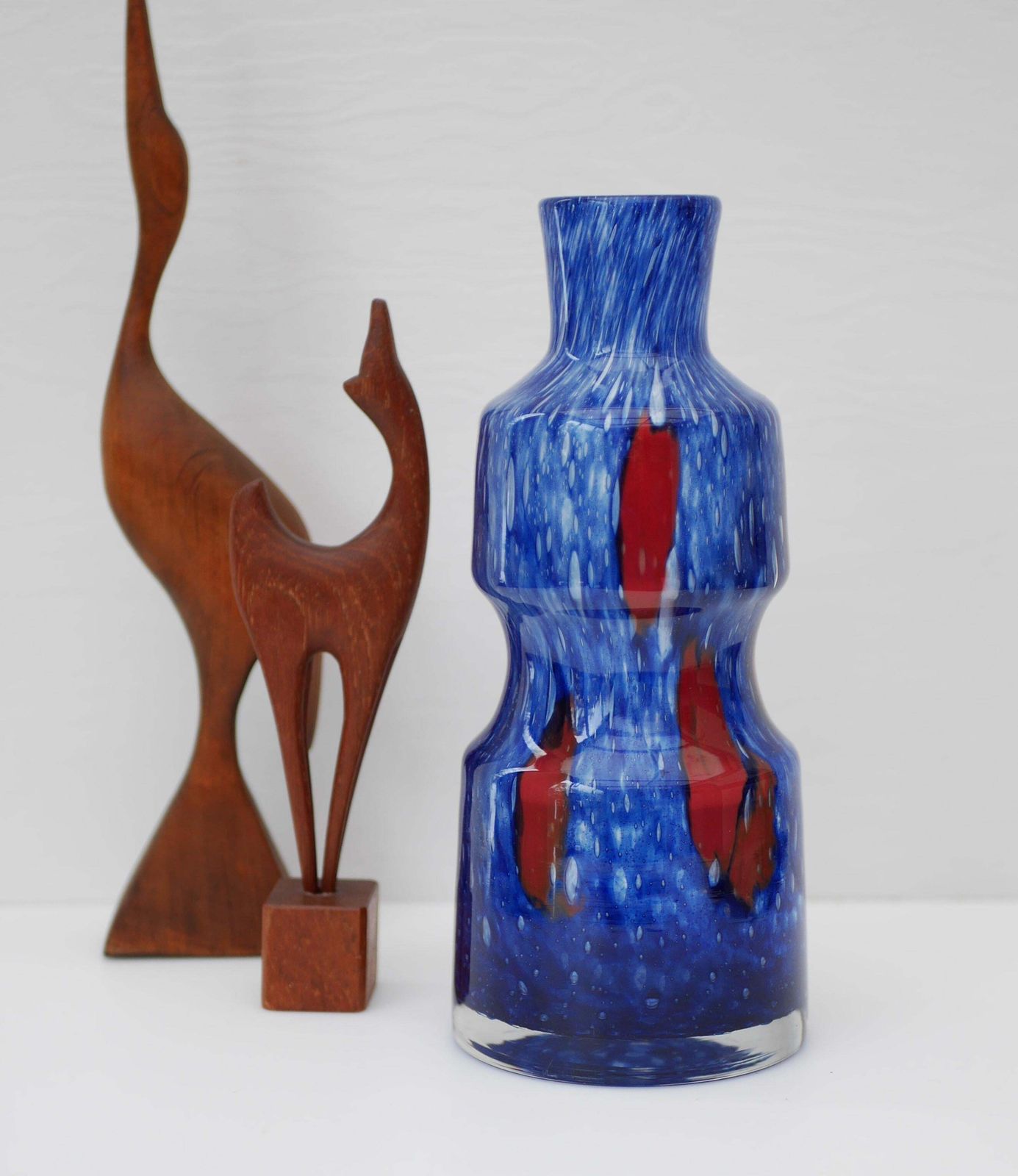 photo vinterior Blue Glass Art Vase From 'Prachen' Glass Works