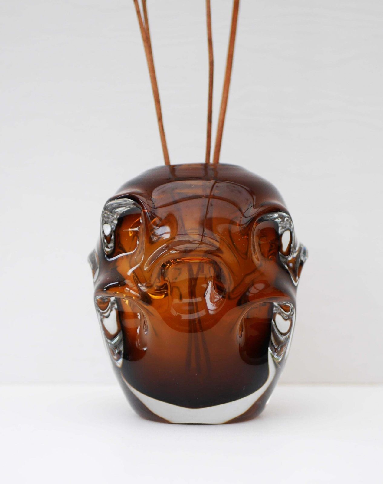 Home Decor Scandinavian Modern Dark Amber Art Glass Vase By Augustsson For åseda, Sweden photo