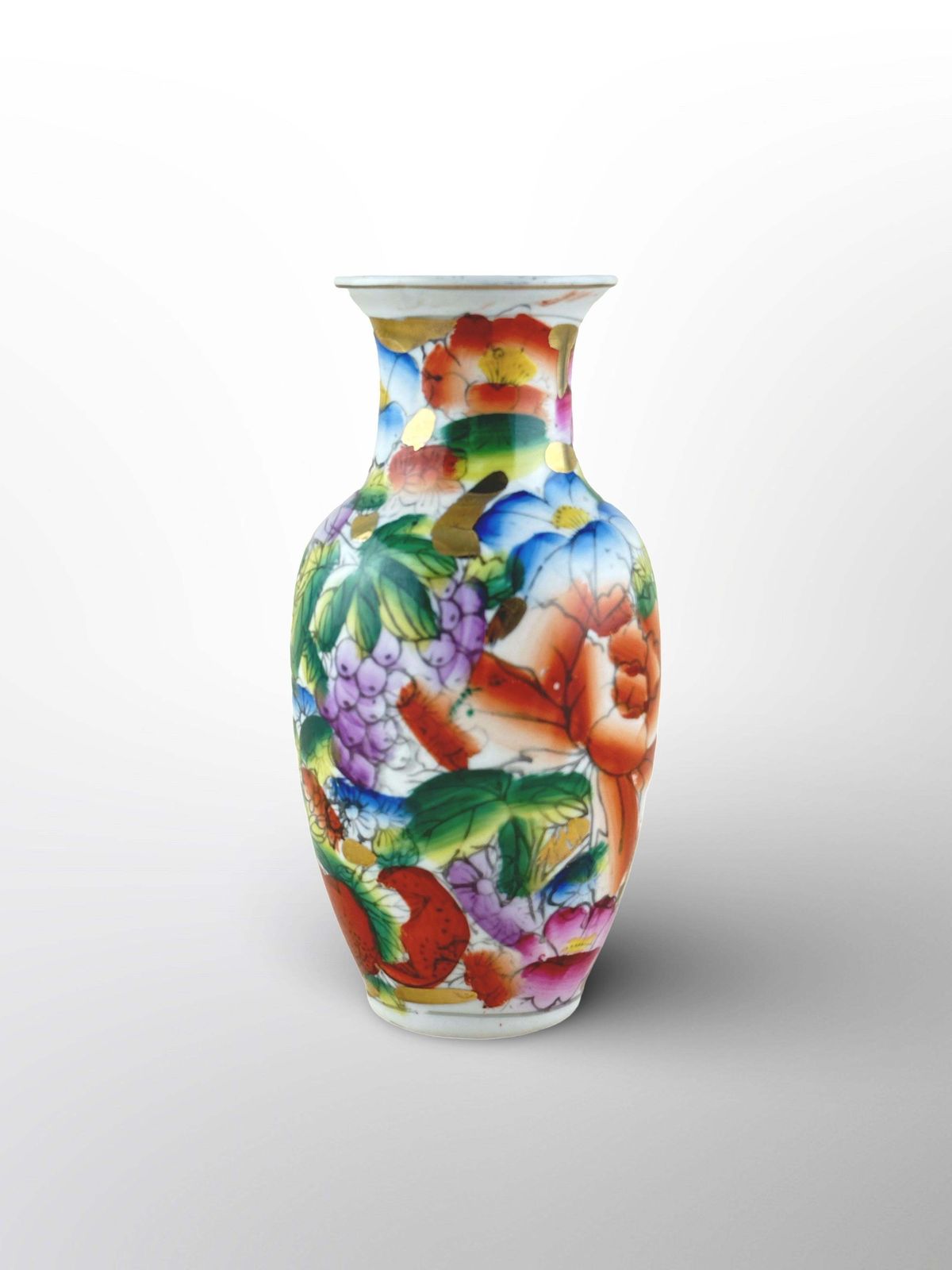 Mid 20th Century Small Chinese Mille Fleur Porcelain Baluster Vase photo Home Decor