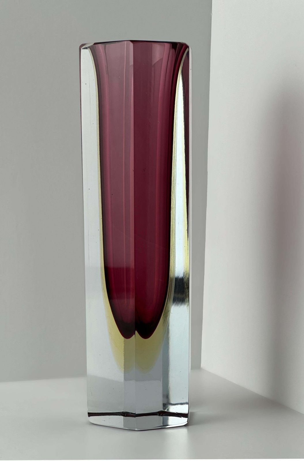 1960s Murano ‘Sommerso’ Hexagonal Vase By Luigi Mandruzzato photo furniture