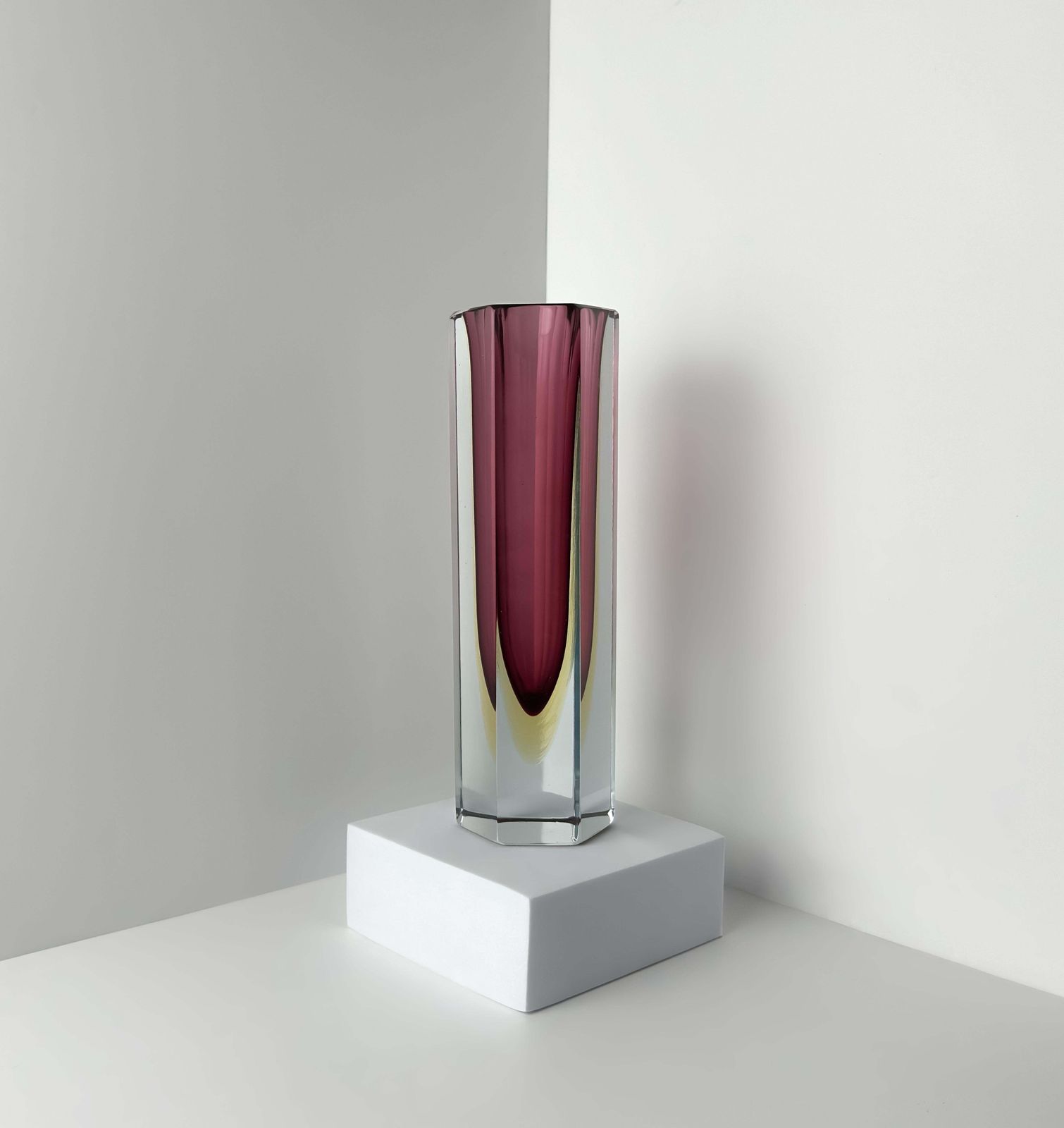1960s Murano ‘Sommerso’ Hexagonal Vase By Luigi Mandruzzato photo 180.0