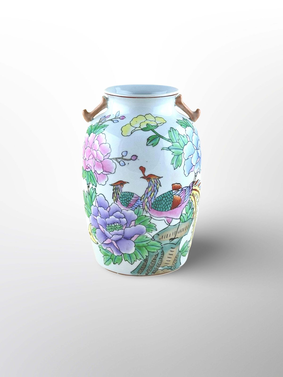 1960s Chinese Kangxi Style Porcelain ‘Hu’ Vase With Dragon Handles photo vinterior