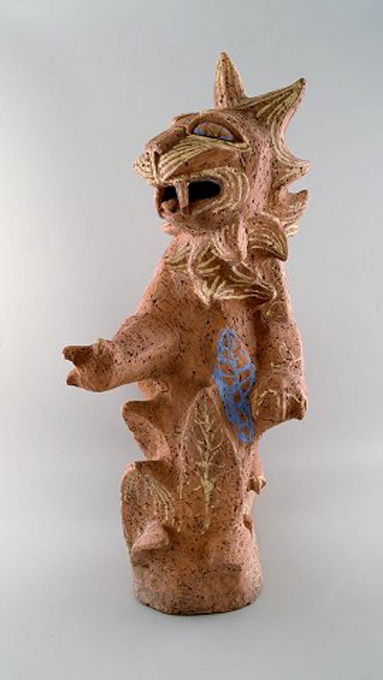 Helge Christoffersen Colossal Unique Figure Of Cat. High Quality Sculpture photo Art