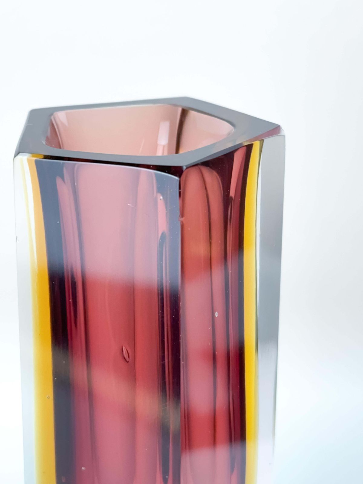 1960s Murano Faceted Sommerso Vase In Red And Yellow By Mandruzzato photo buy