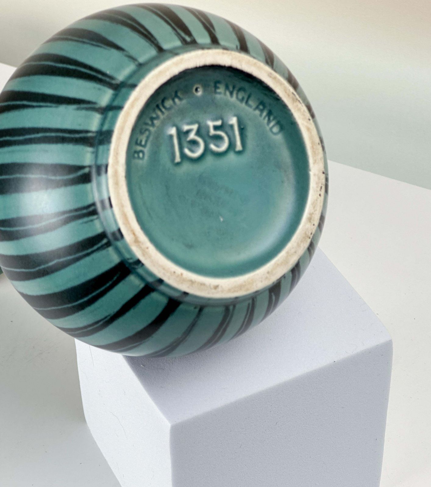 Art Deco Style Turquoise & Black Vase By Colin Melbourne For Beswick, 1950s photo buy