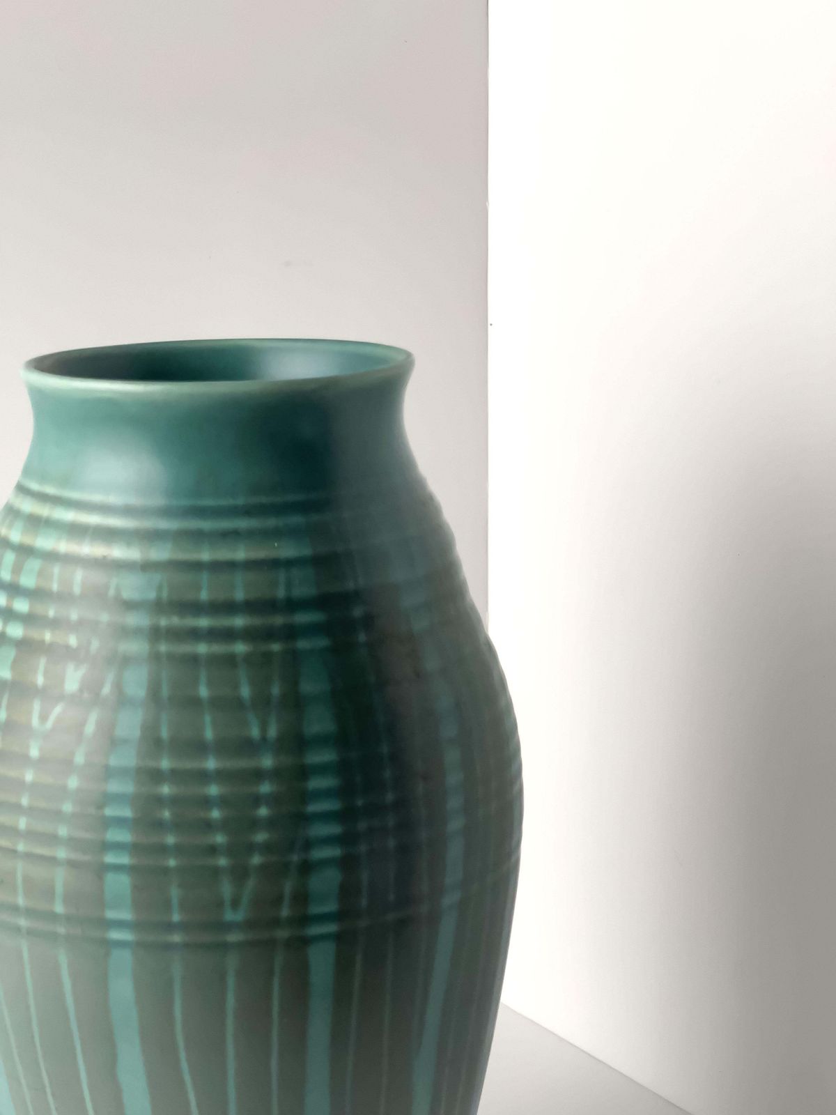 1950s Turquoise And Green Ceramic Vase, Colin Melbourne For Beswick, England photo for sale