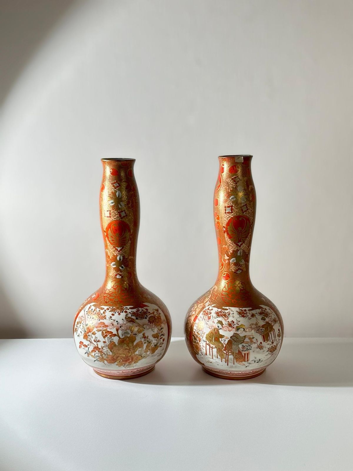 photo furniture Japanese Kutani Gourd Vase, Late Meiji Period, Matching Pair