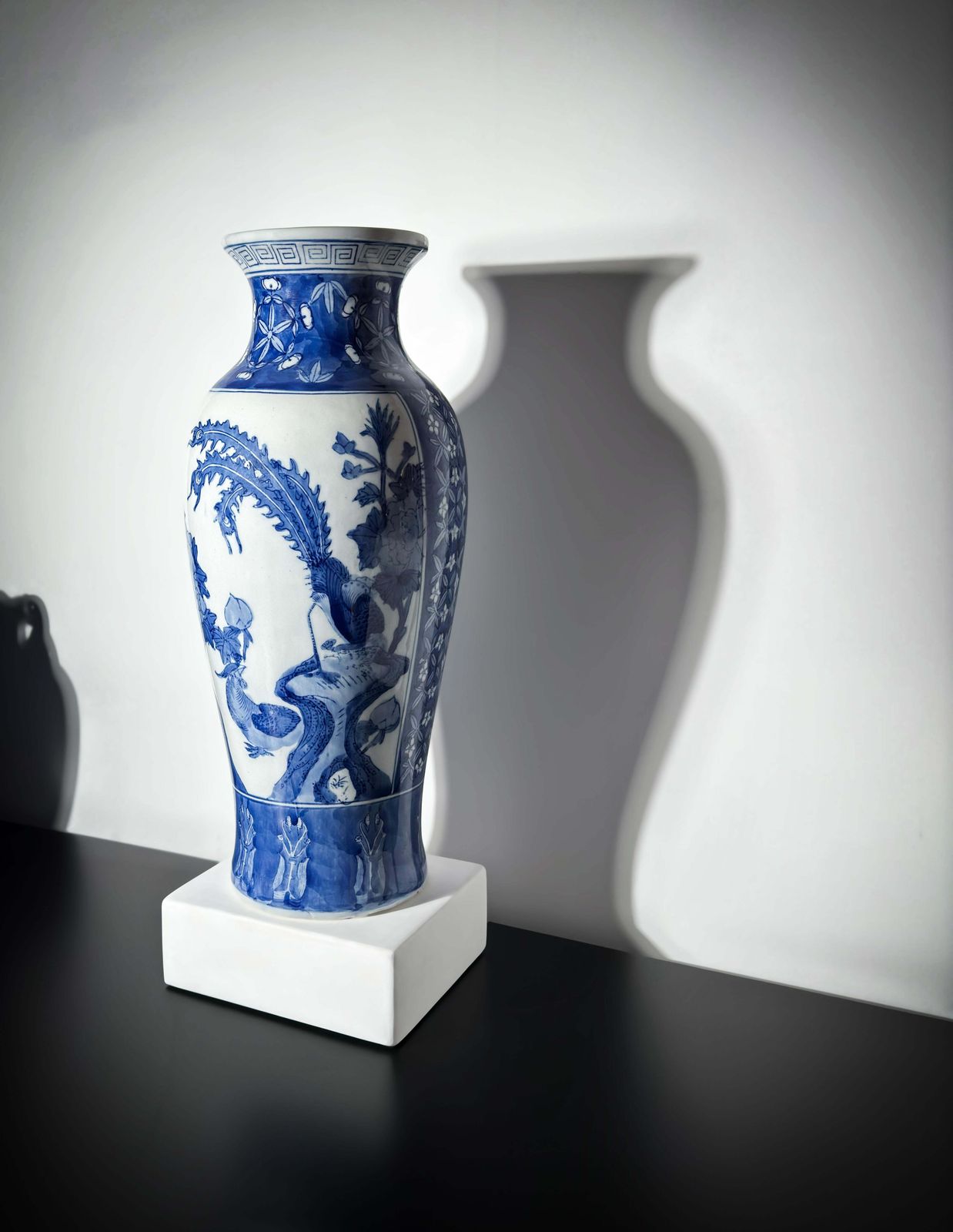 Chinese Blue And White Porcelain Kangxi Style Baluster Vase photo Home Decor