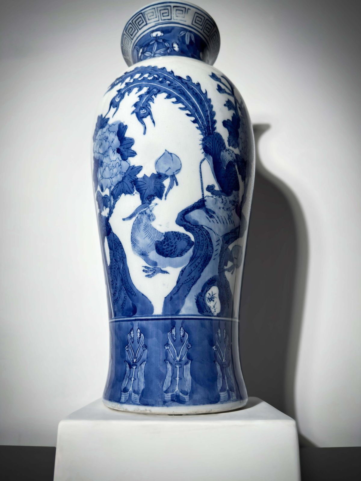 Chinese Blue And White Porcelain Kangxi Style Baluster Vase photo buy