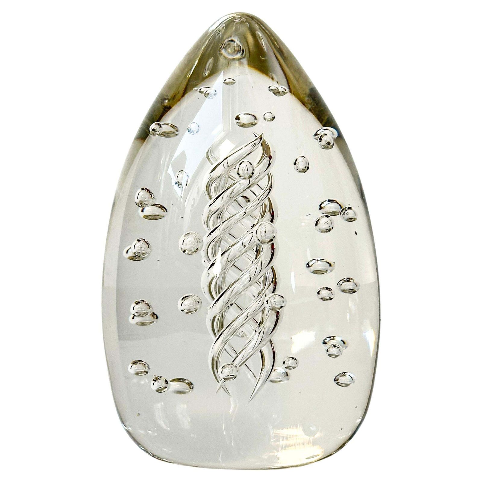 Large Art Glass, Controlled Bubble Paperweight By Liskeard Glass, England C 1970
