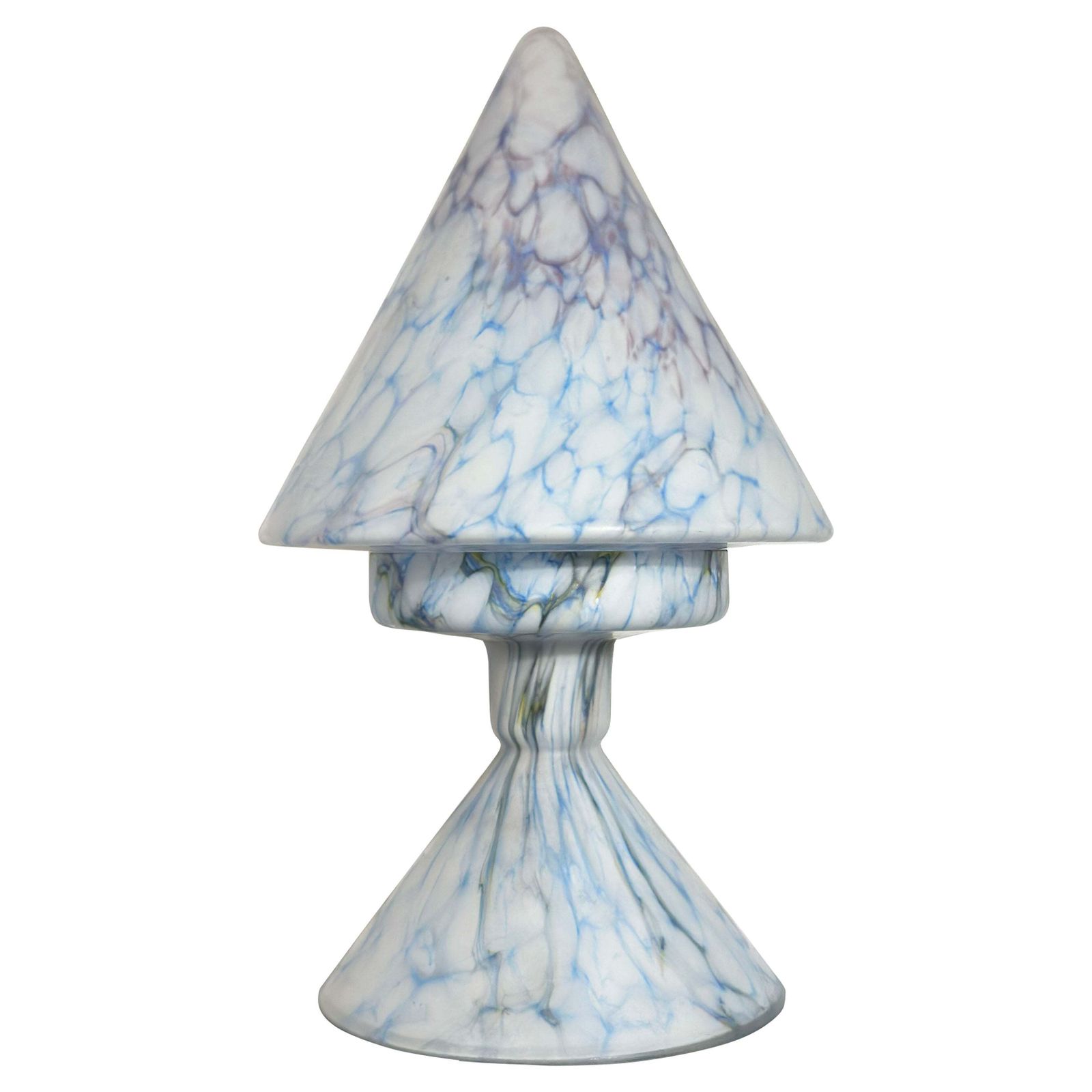 1920s French Blue Glass Table Lamp With Conical Shade