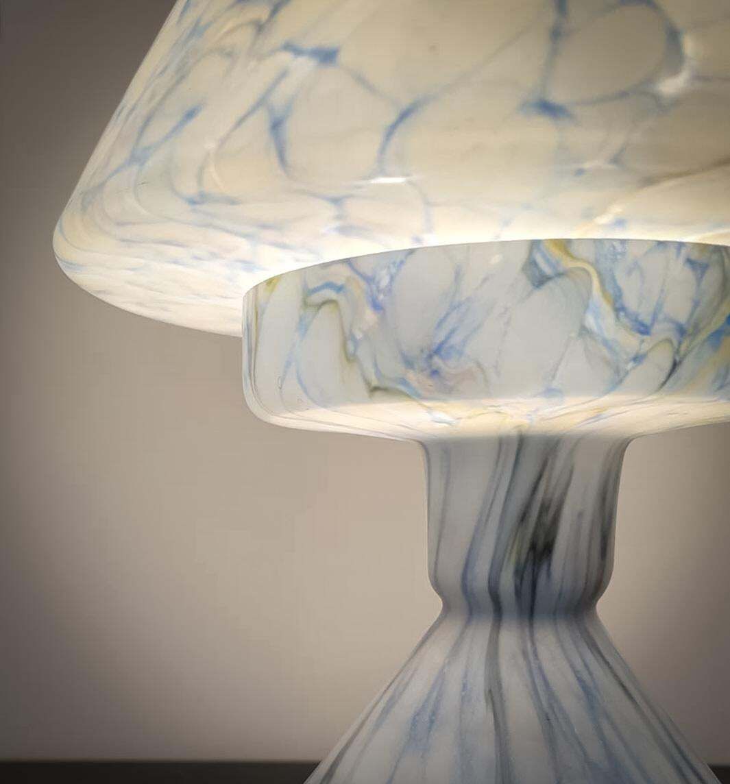 1920s French Blue Glass Table Lamp With Conical Shade photo 885.0