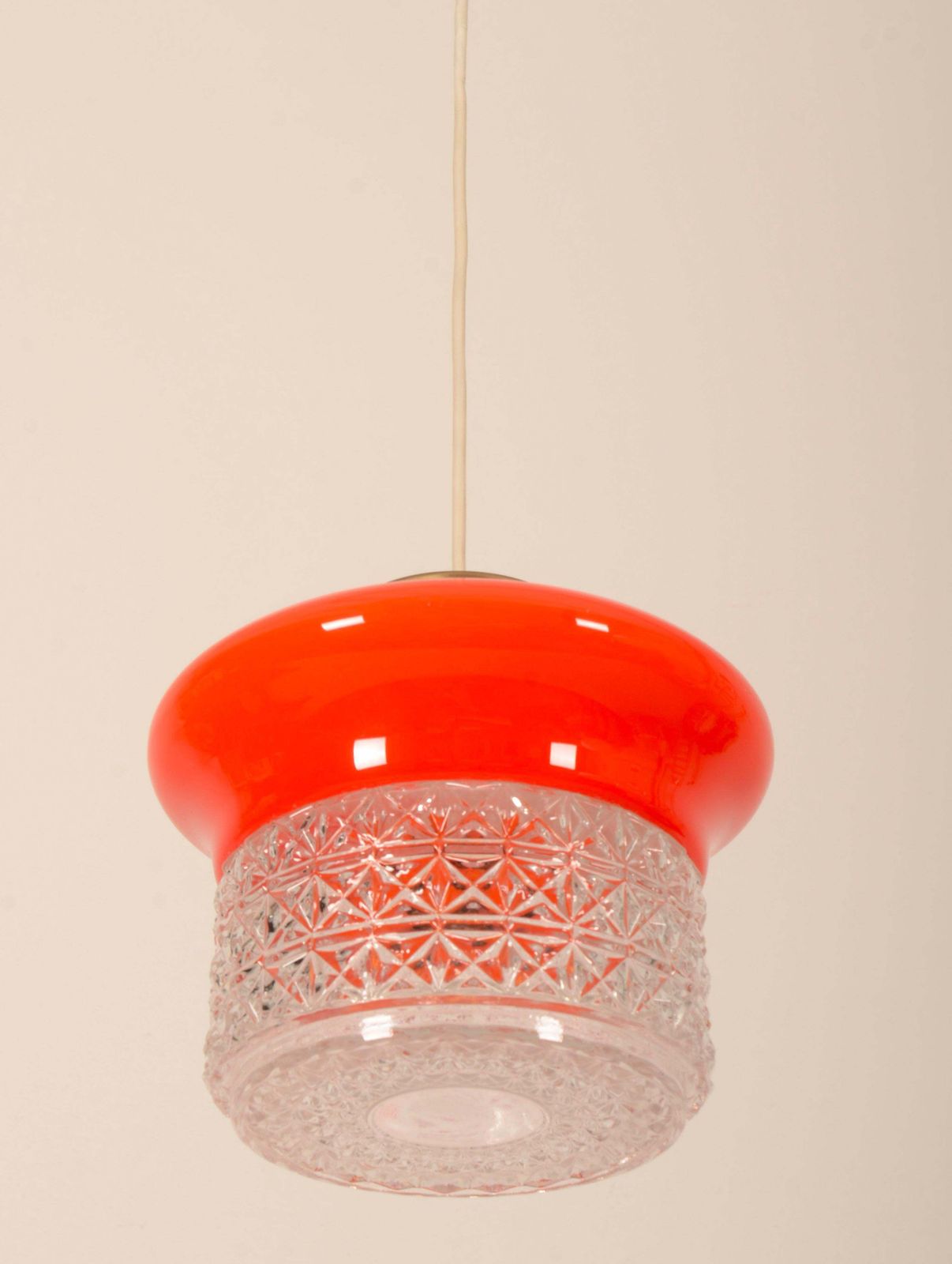 Scandinavian Orange Glass Pendant Lamp photo for sale