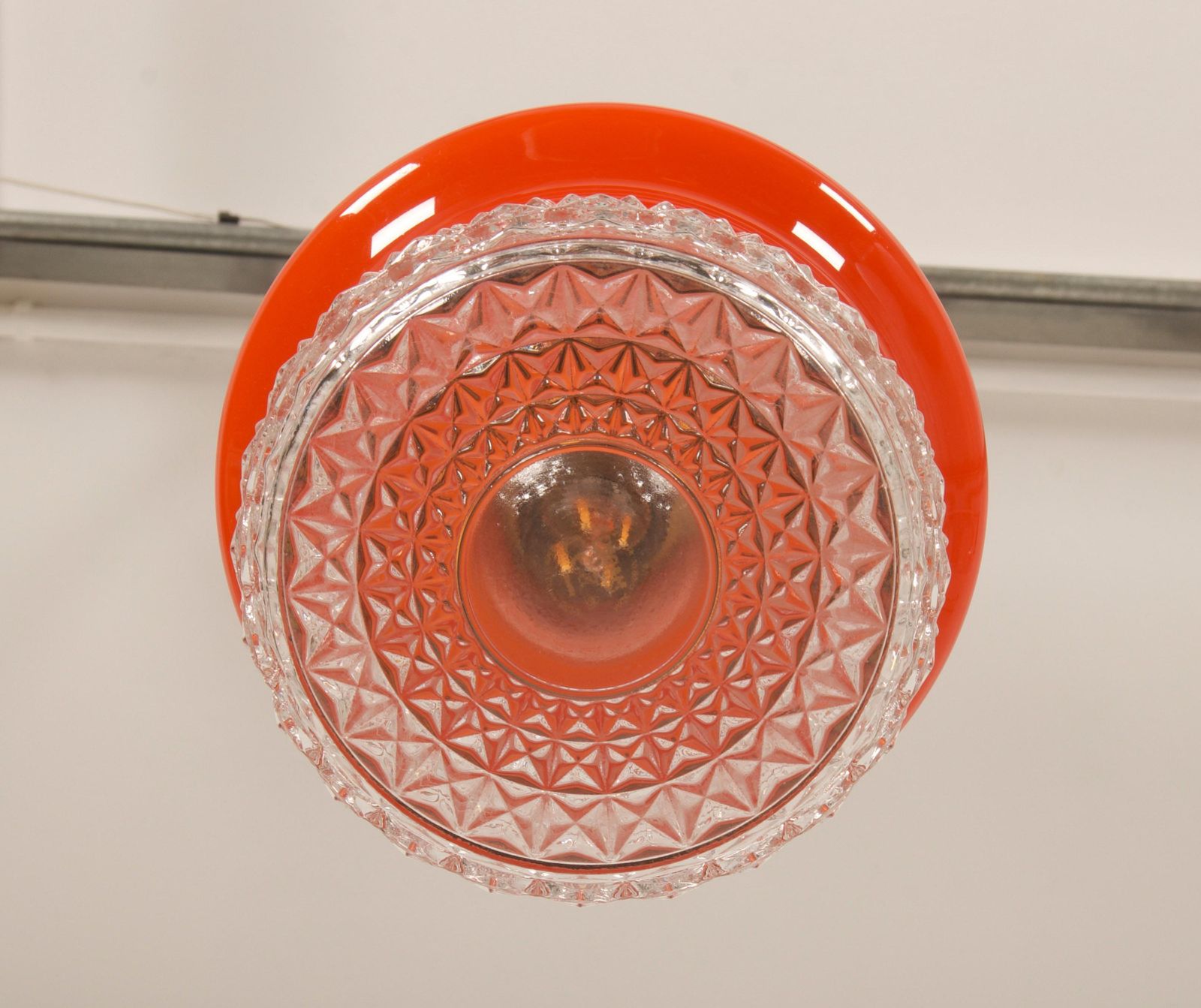 Scandinavian Orange Glass Pendant Lamp photo vintage