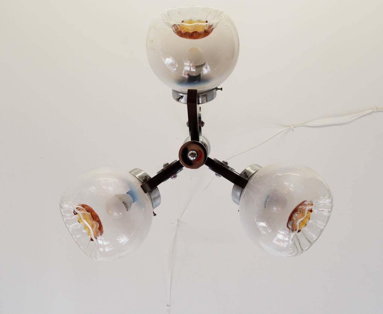 Three Mazzega Globes Murano Chandelier photo buy