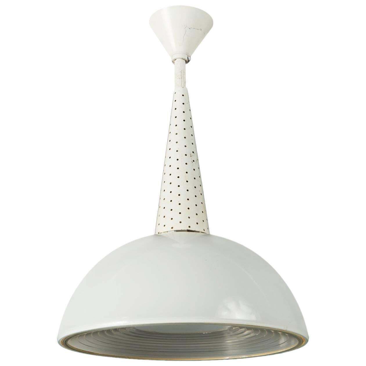 French Pendant Light Attributed To Mathieu Matégot For Holophane