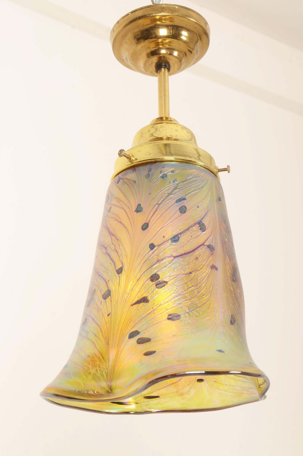 Art Nouveau Yellow/Gold Pendant Lamp photo for sale