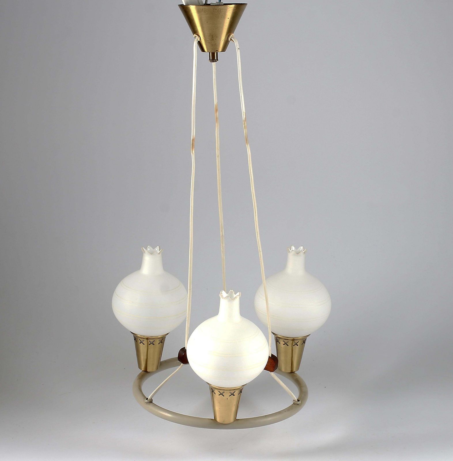 Midcentury Danish Chandelier With Opaline Glass Shades photo furniture