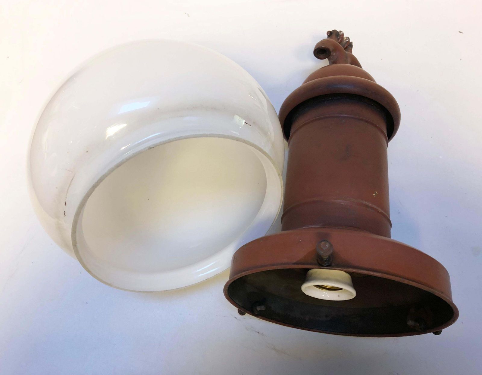 Rare Street Or Factory Pendant Lamp Opaline Glass From The 1900s photo vinterior