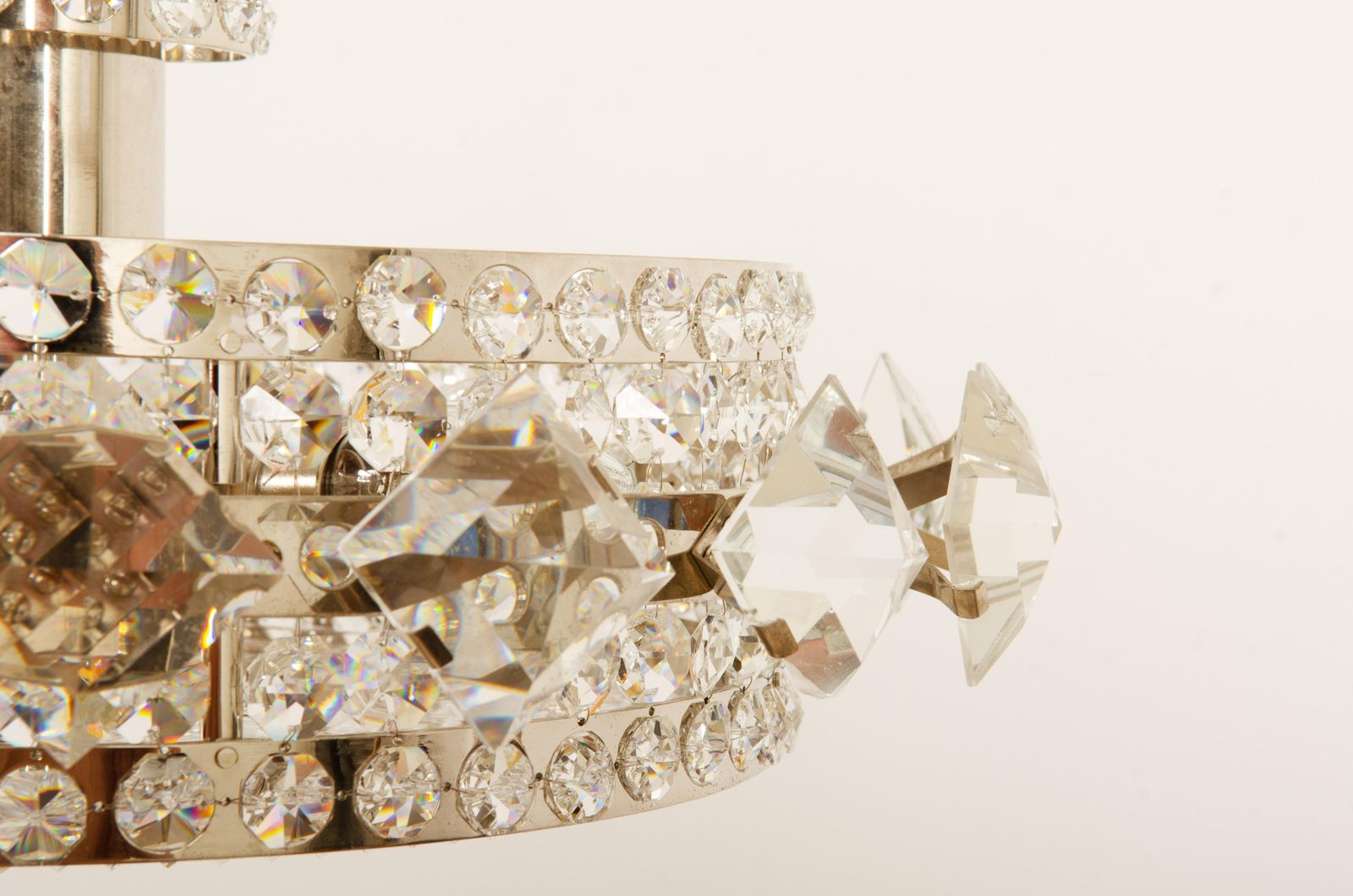 photo furniture Chromed Brass And Glass Chandelier By Orrefors From The 1960s