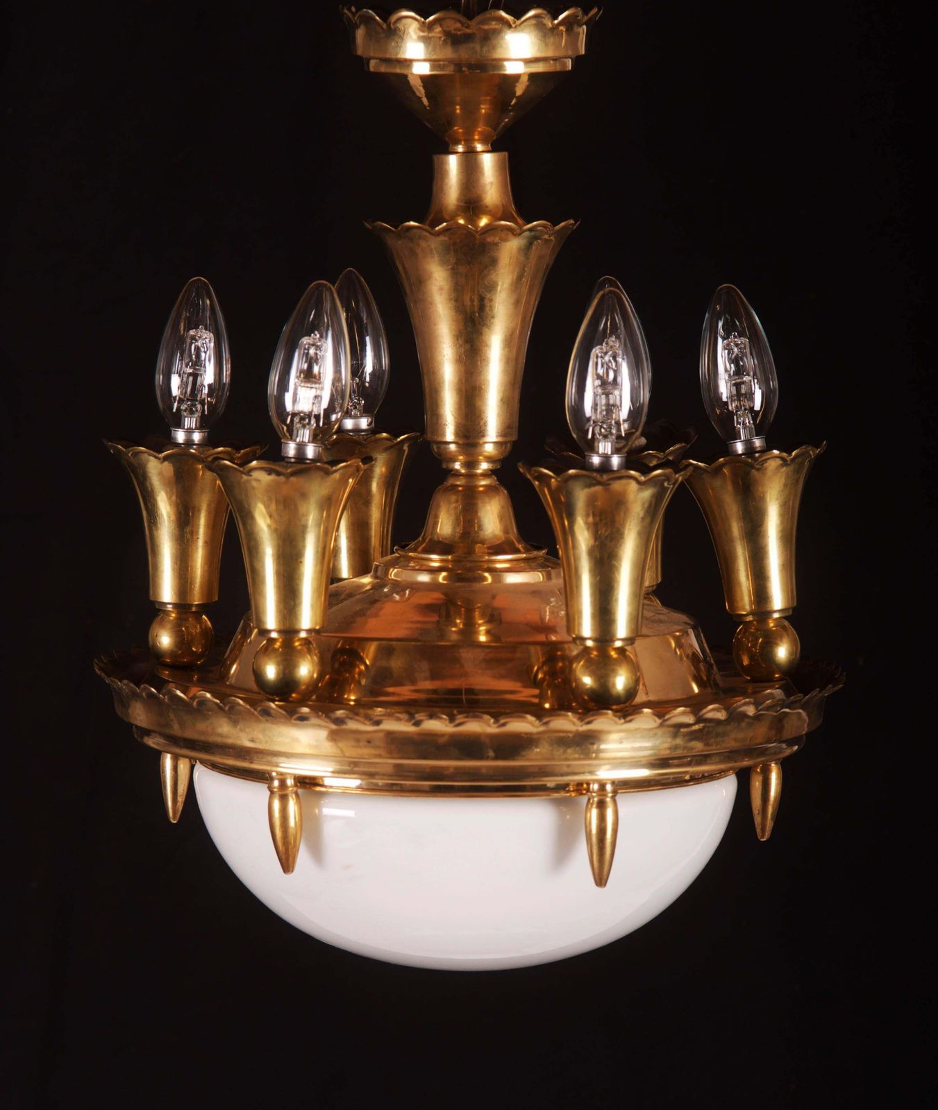 Art Deco Brass Chandelier photo for sale