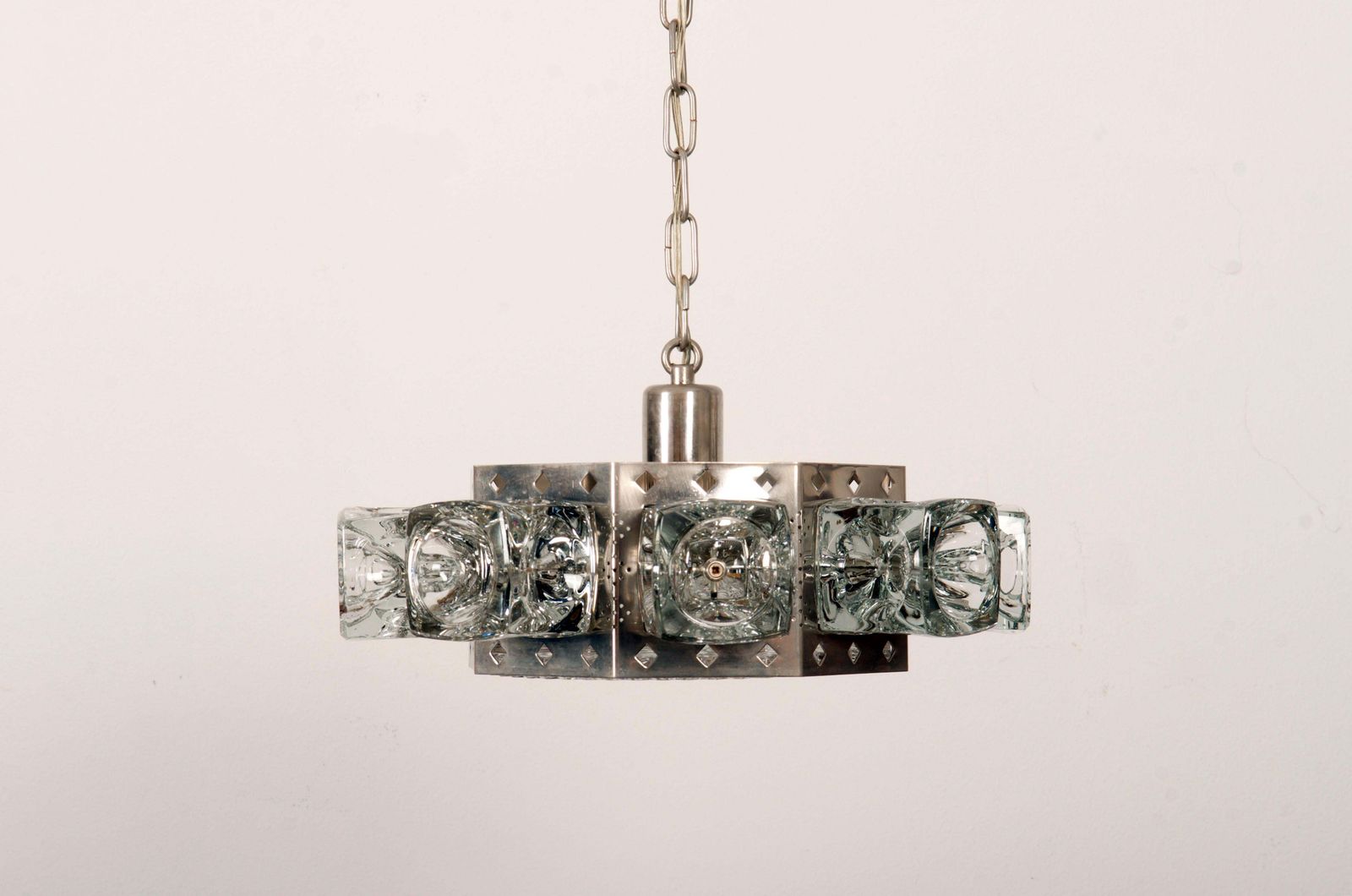 Danish Midcentury Glass, Brass Chandelier By Vitrika photo furniture