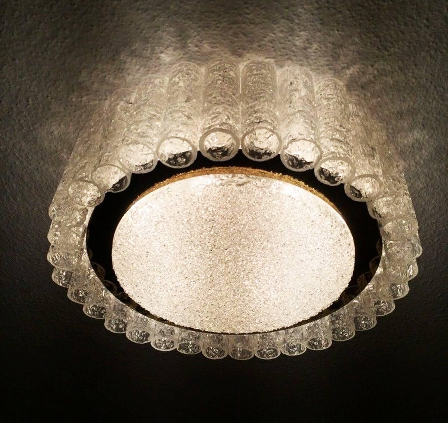 Mid Century Glass Tube Flush Mount Chandelier By Doria Leuchten photo buy