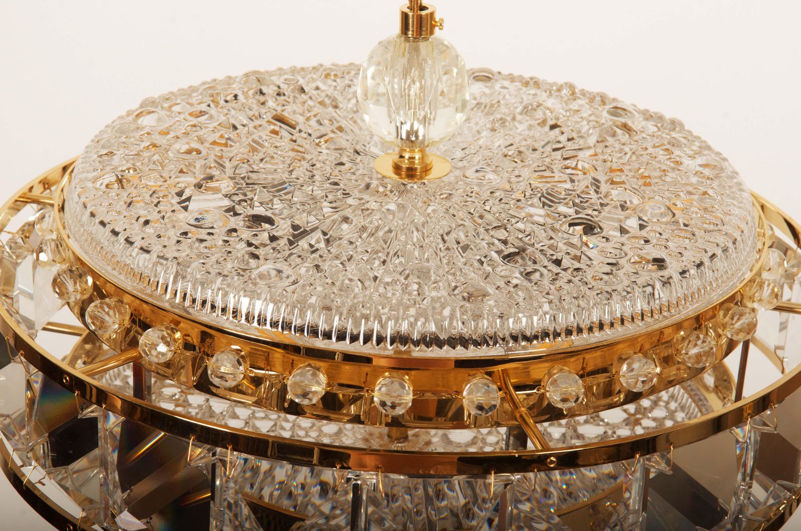 Brass And Glass Chandelier By Orrefors From The 1960s photo vinterior