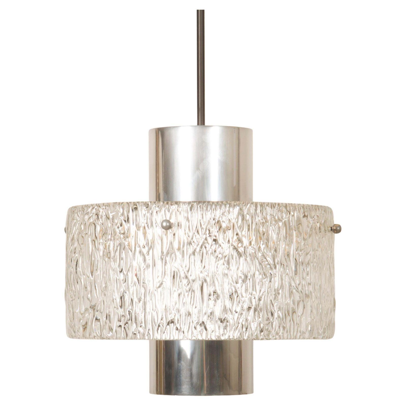 Midcentury J.T. Kalmar Structured Glass Pendant Lamp