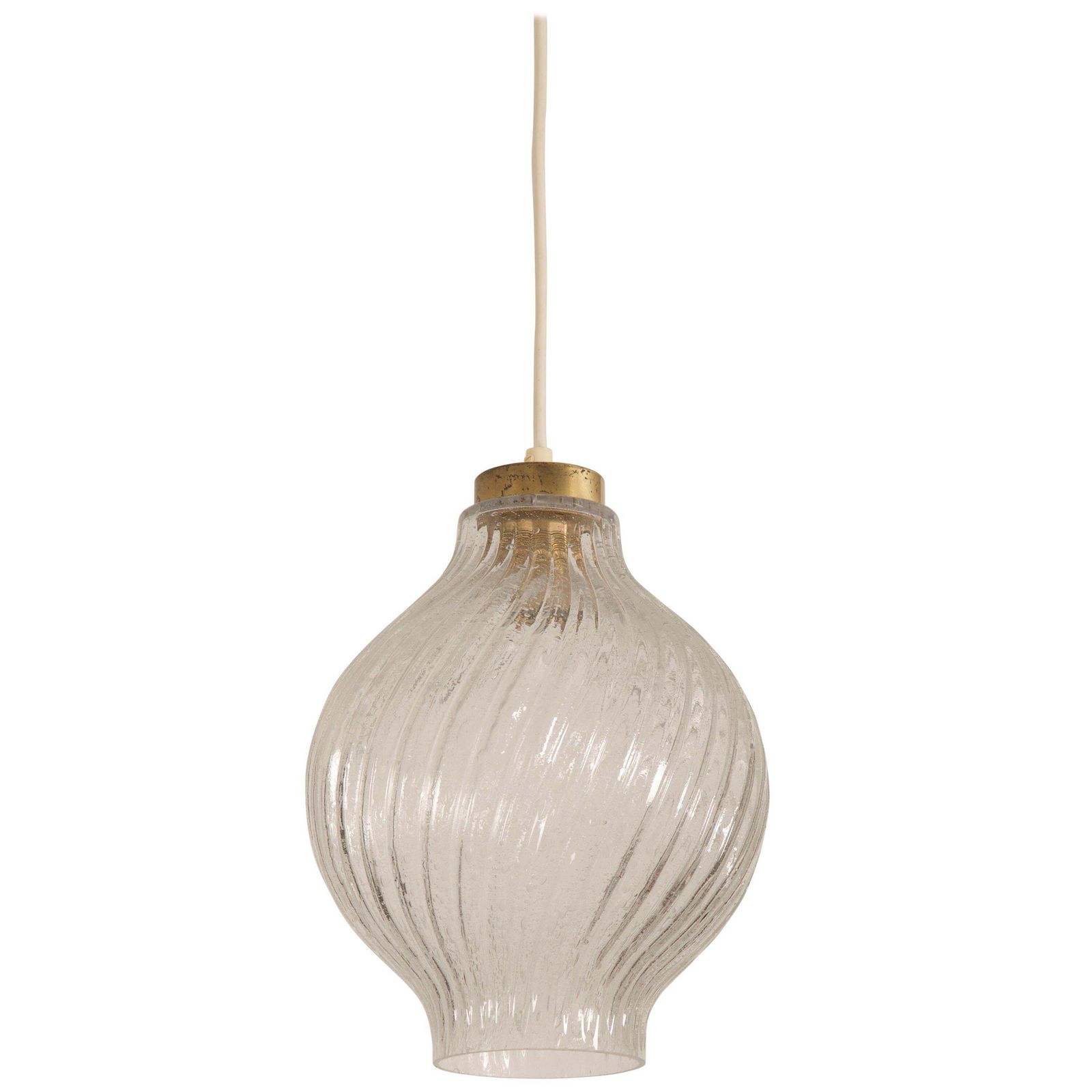 Textured Glass And Brass Tulipan Pendant By J.T. Kalmar