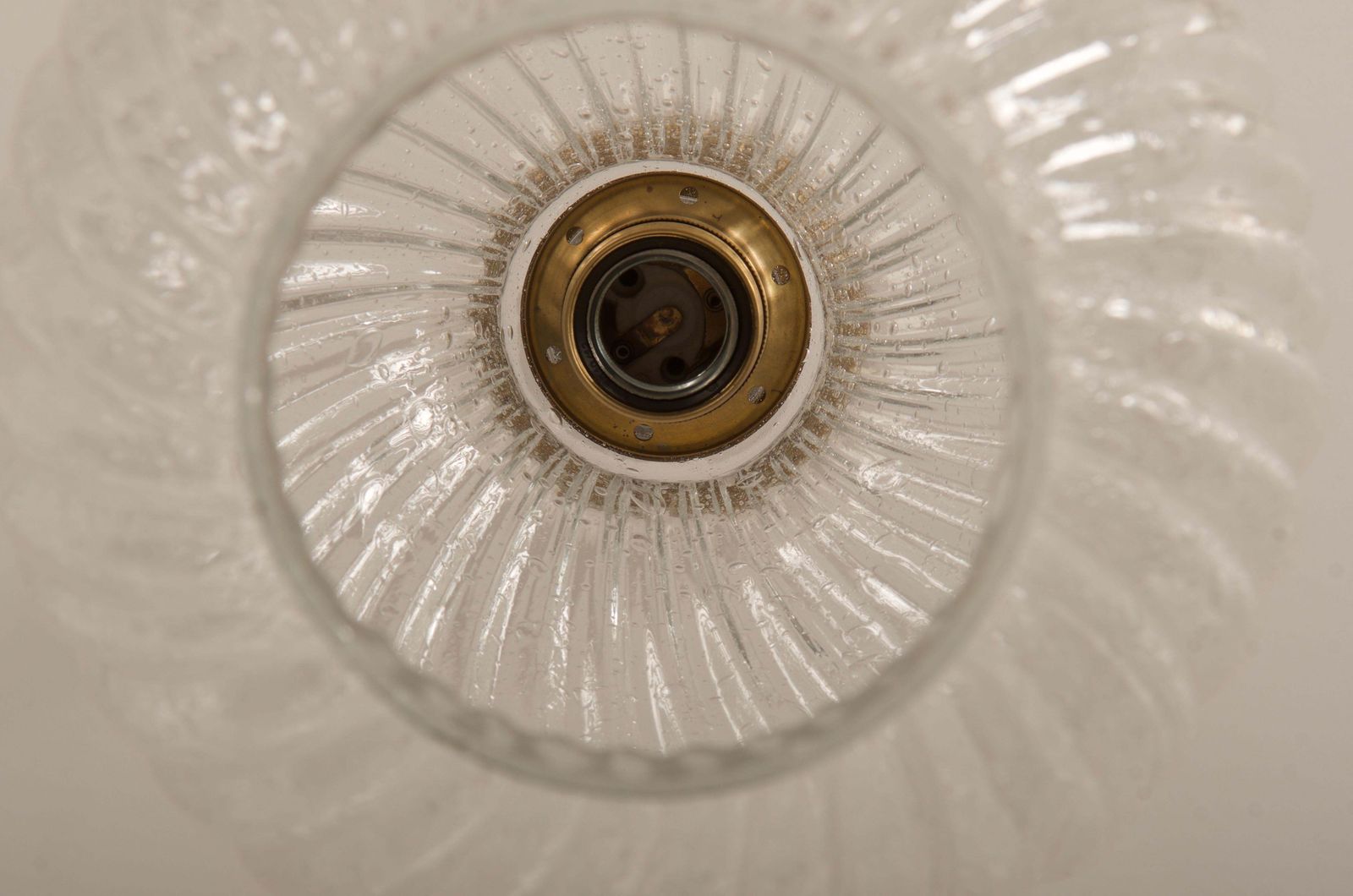Textured Glass And Brass Tulipan Pendant By J.T. Kalmar photo for sale
