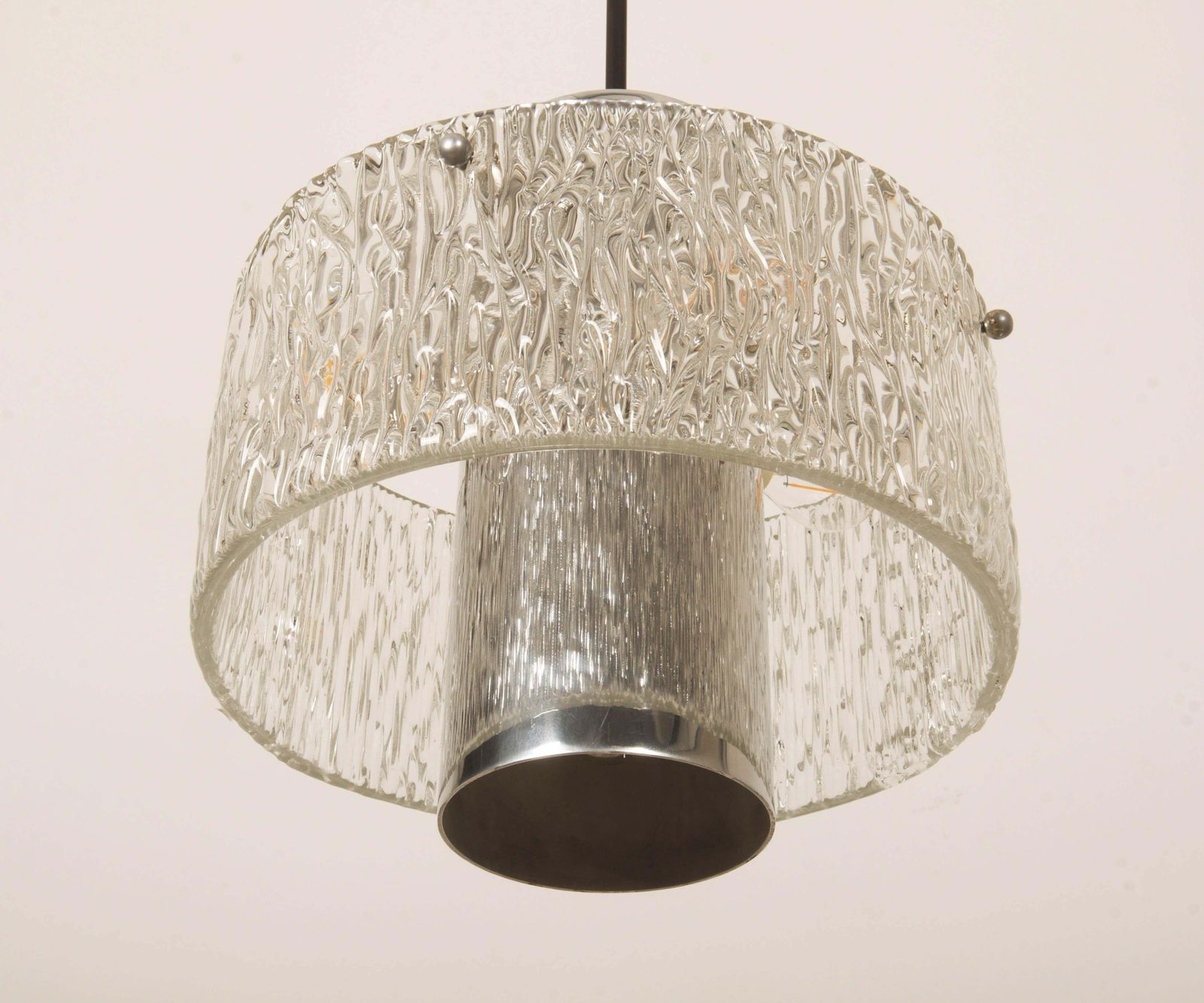 photo for sale Midcentury J.T. Kalmar Structured Glass Pendant Lamp