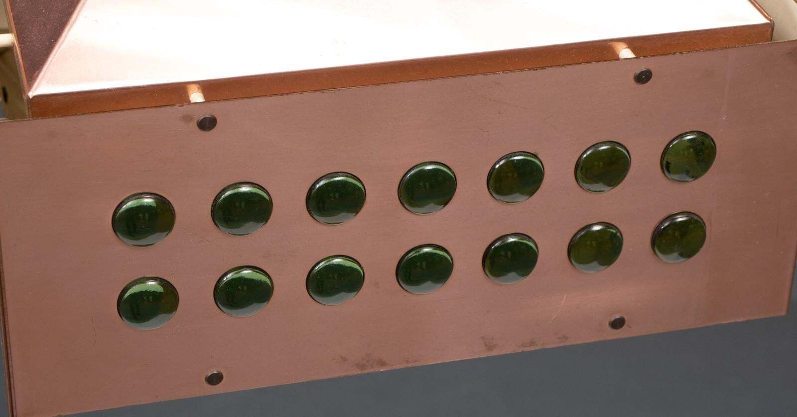 Vierkante Koperen Hanglamp Met Groen Glas – Hans Agne Jakobsson, Ed. Markaryd, Ca. Jaren 1960 photo vinterior
