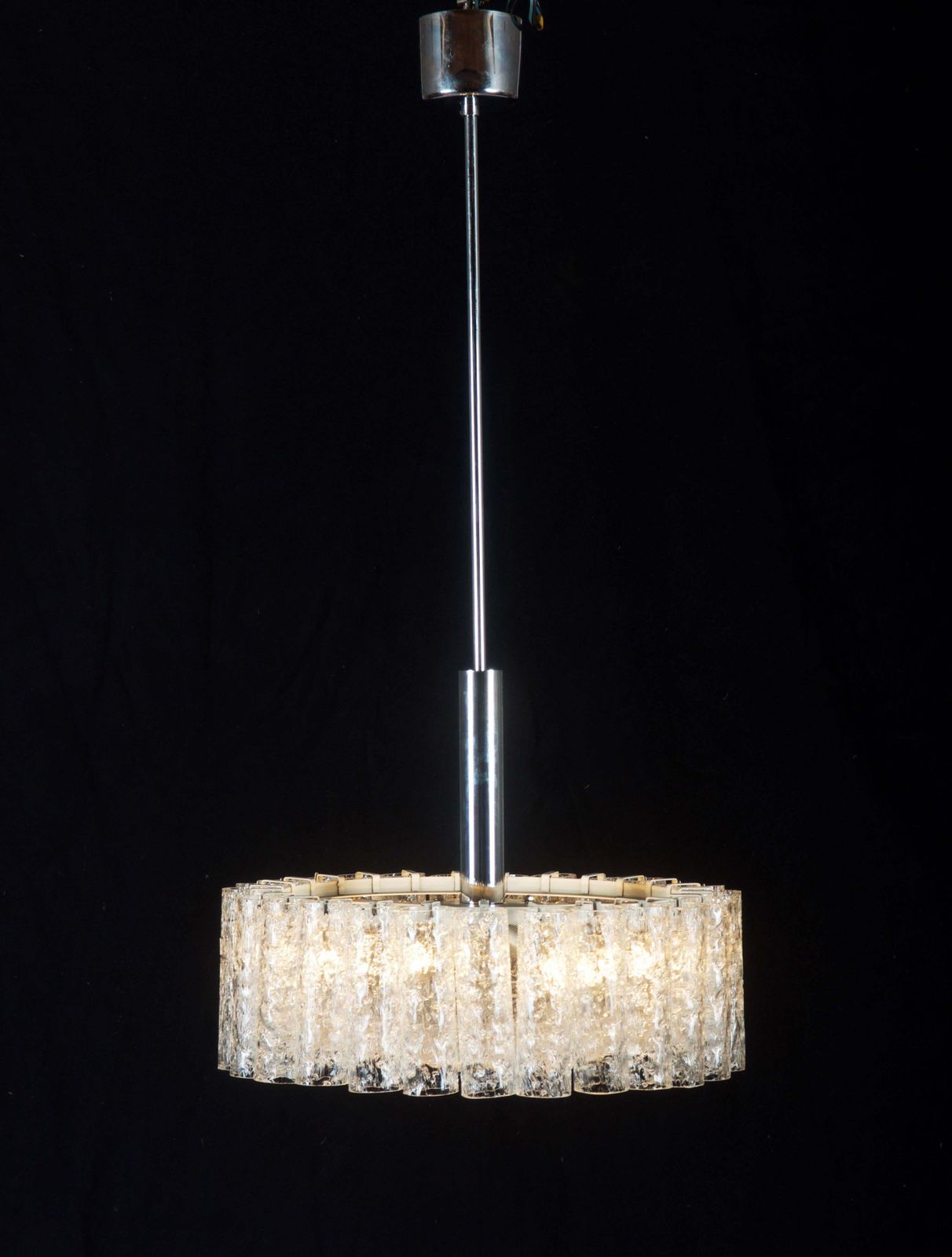 photo for sale Elegant German Mid Century Doria Textured Glass Chandelier