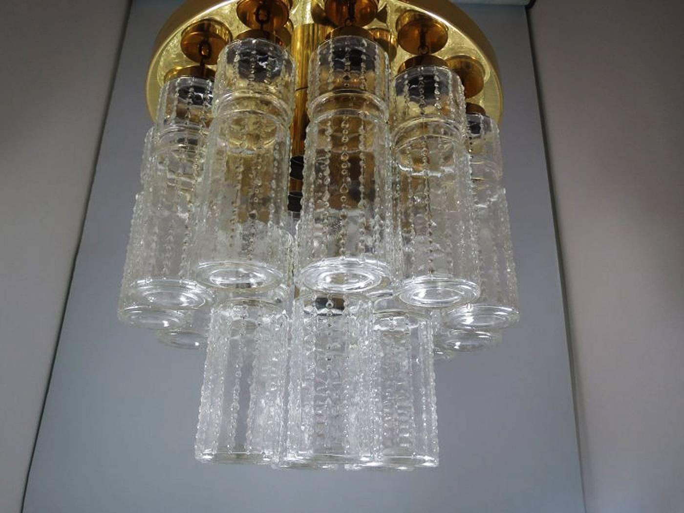 Beautiful Vintage Flush Mount Chandelier With Hand Blow Glass Prisms photo buy