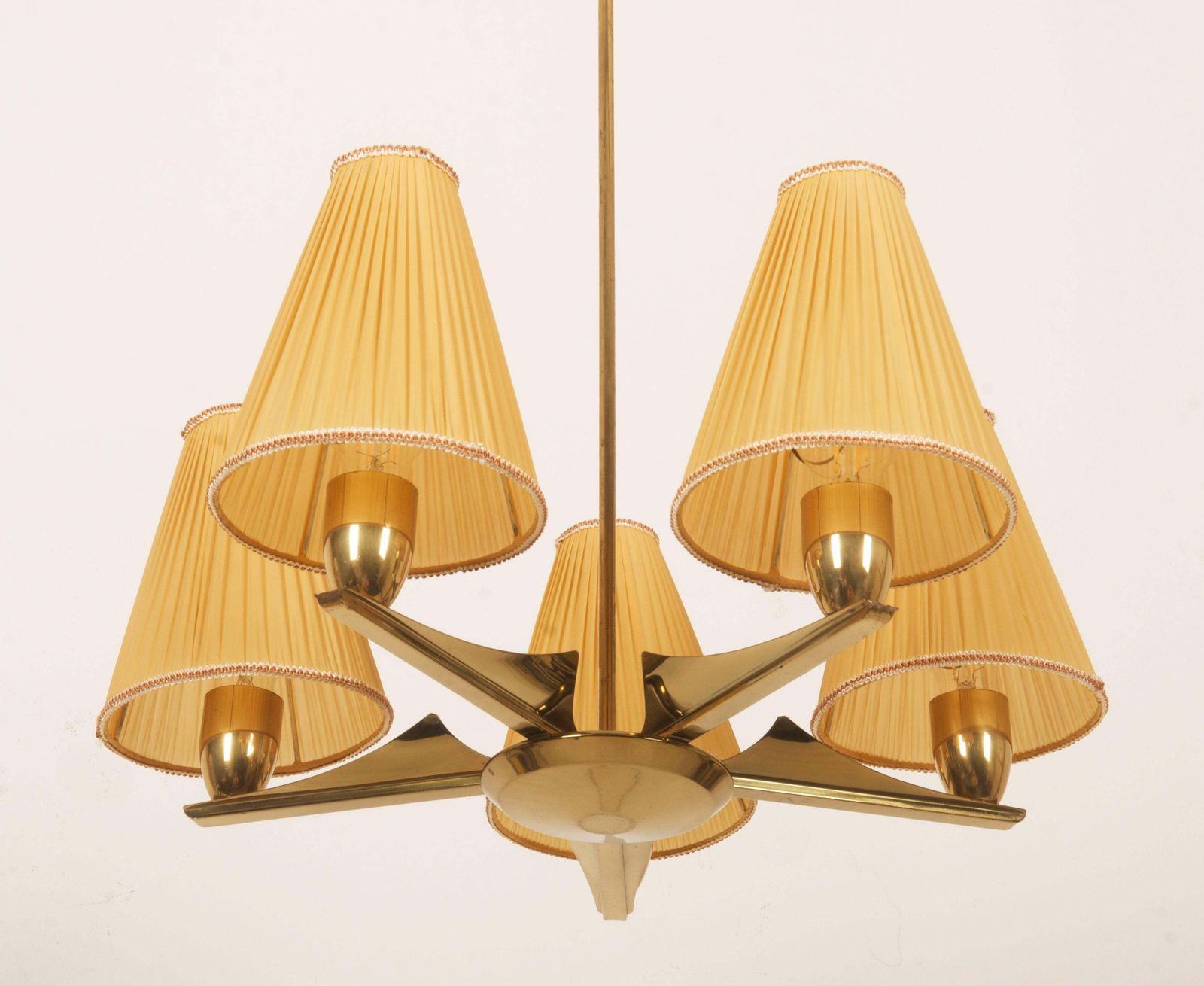 Midcentury Brass Chandelier By Rupert Nikoll photo for sale