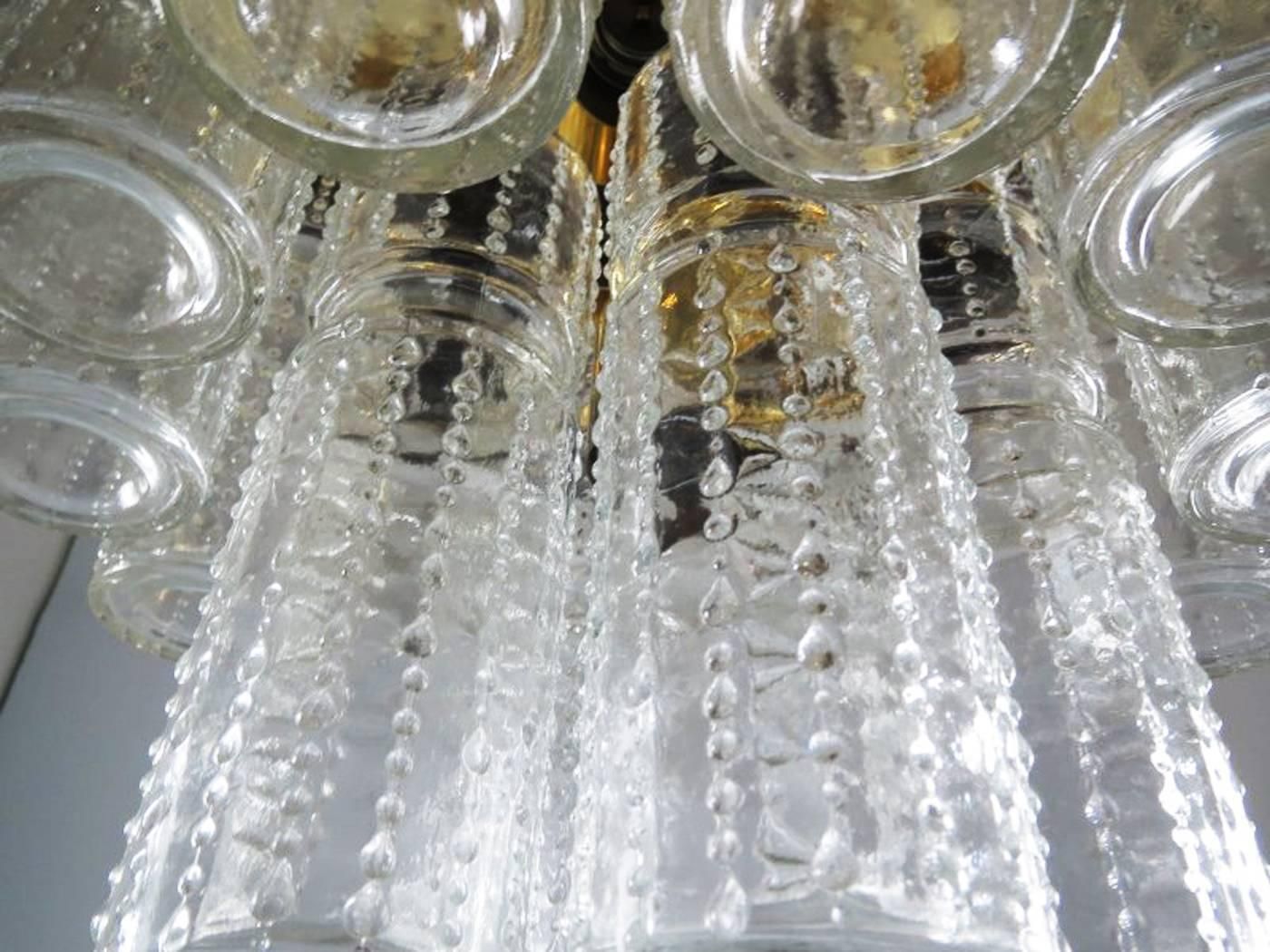 Beautiful Vintage Flush Mount Chandelier With Hand Blow Glass Prisms photo vintage